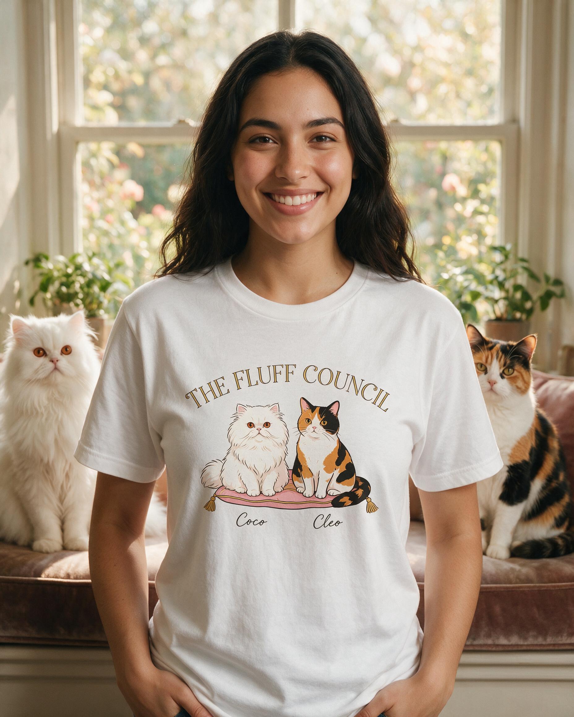 The Fluff Council Personalized Persian Calico Shirt — White