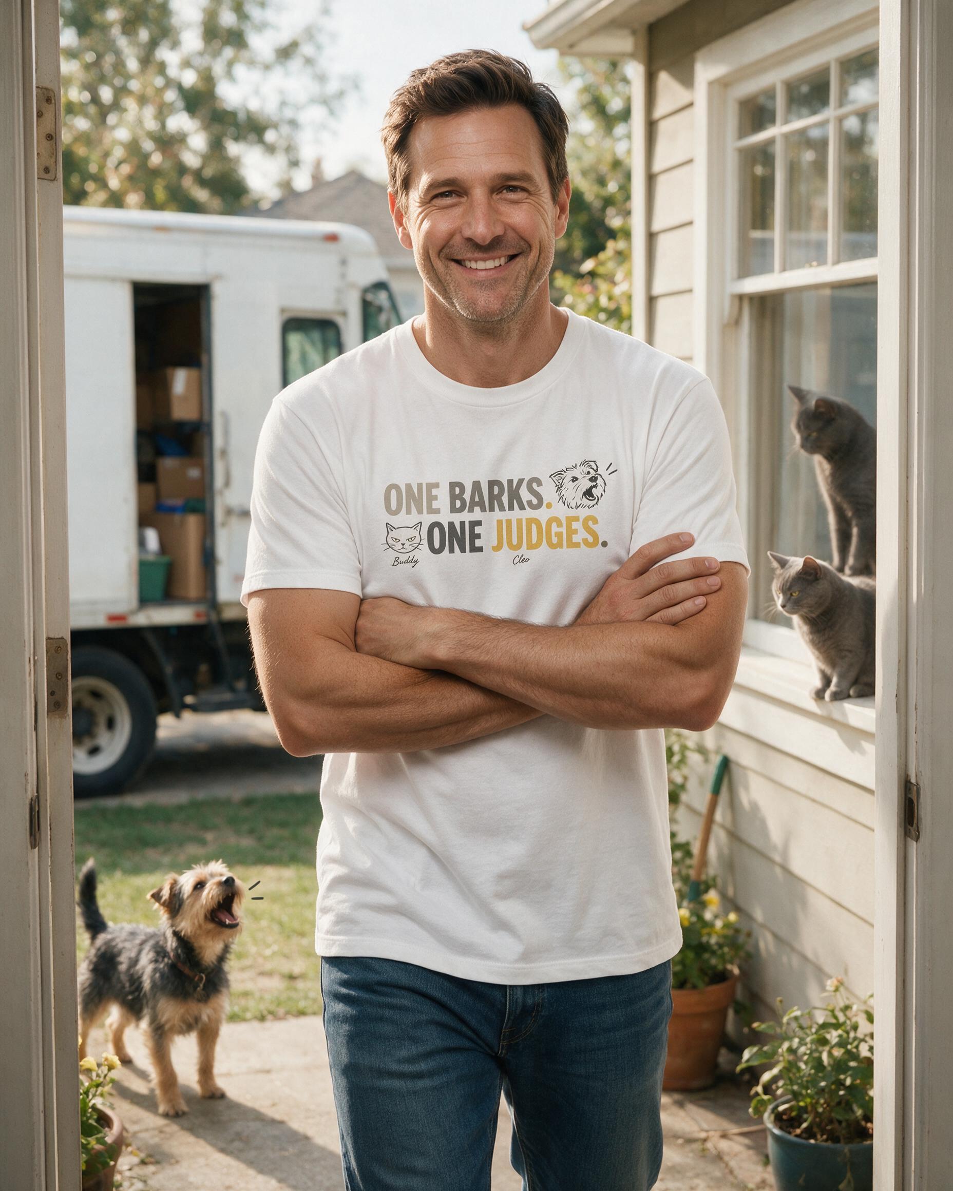 One Barks One Judges Personalized Dog And Cat Shirt — White