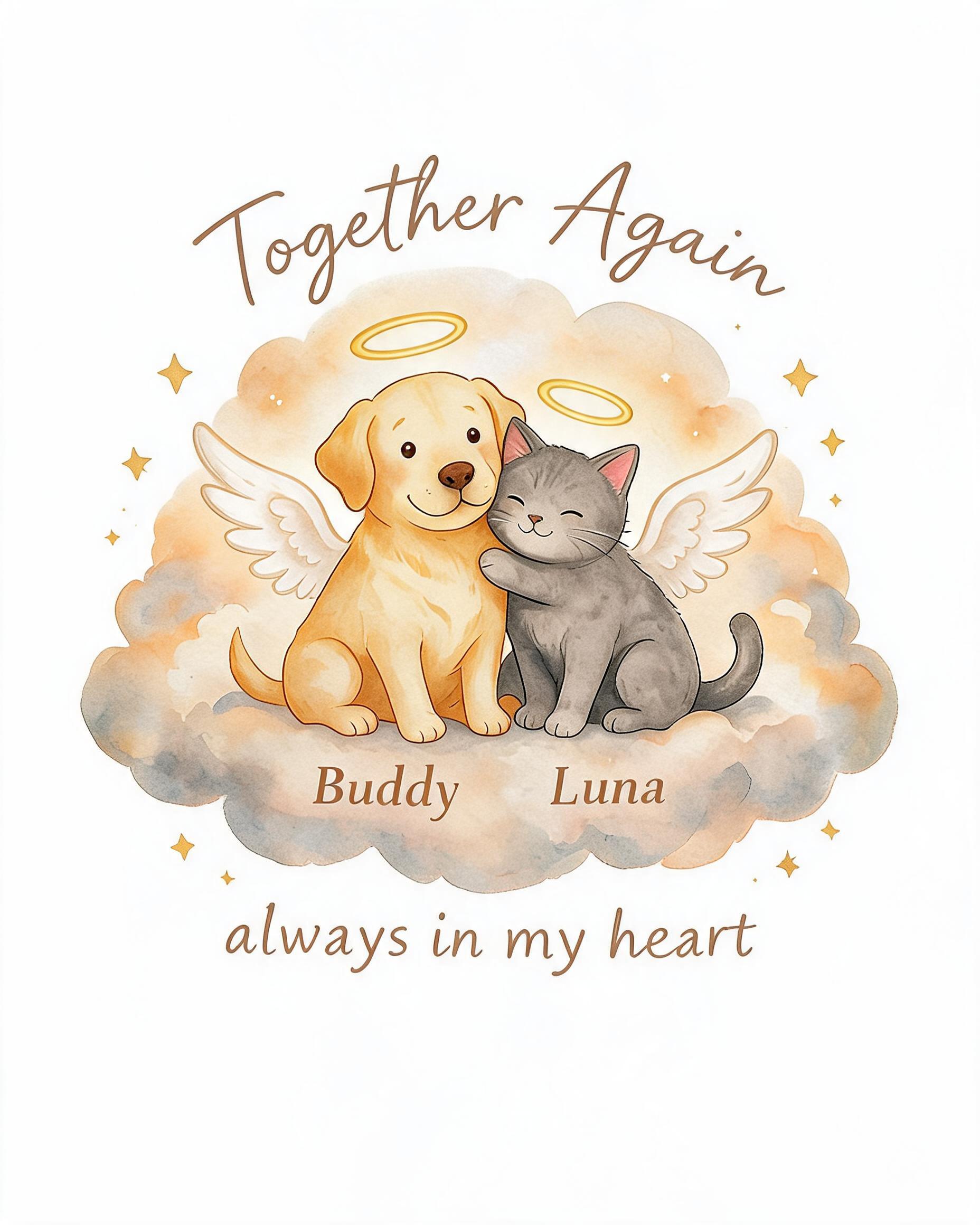 Together Again Personalized Two Pet Memorial Shirt