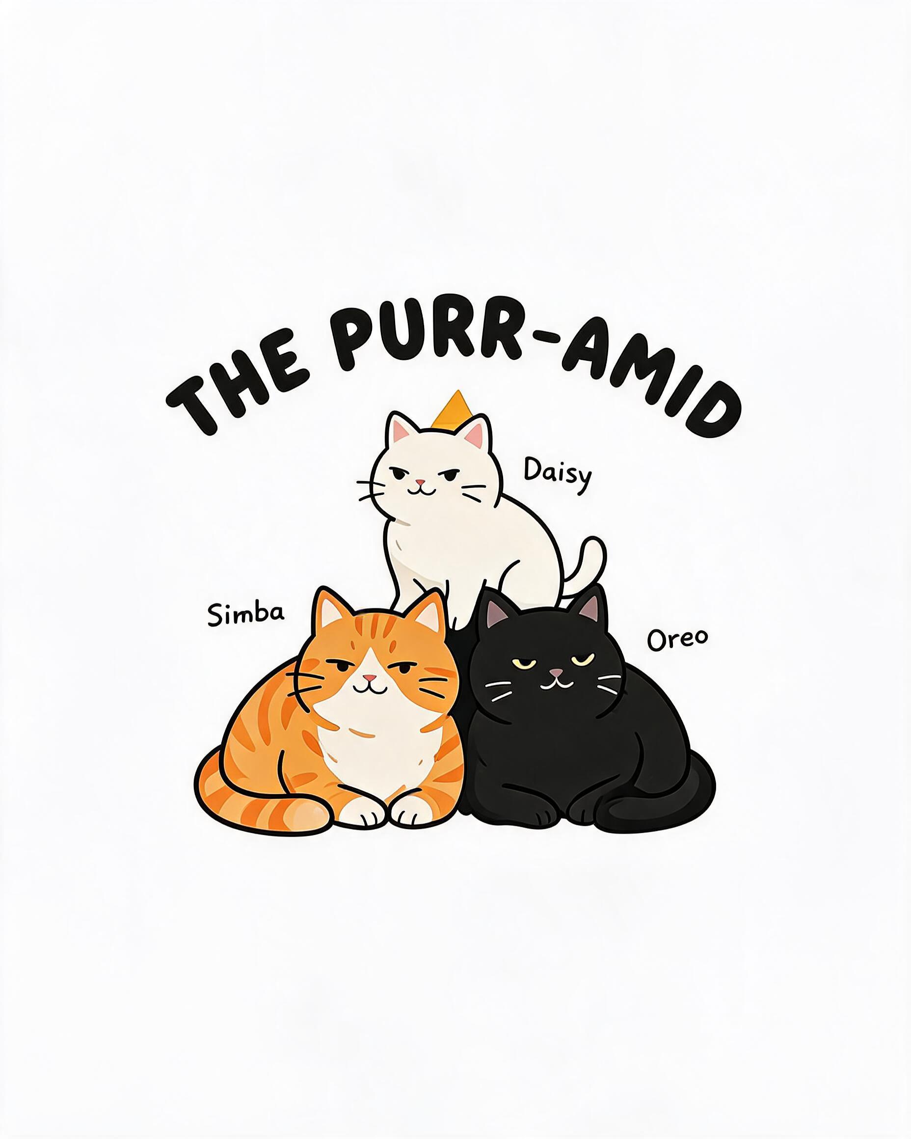 The Purr-Amid Personalized Three Cat Shirt