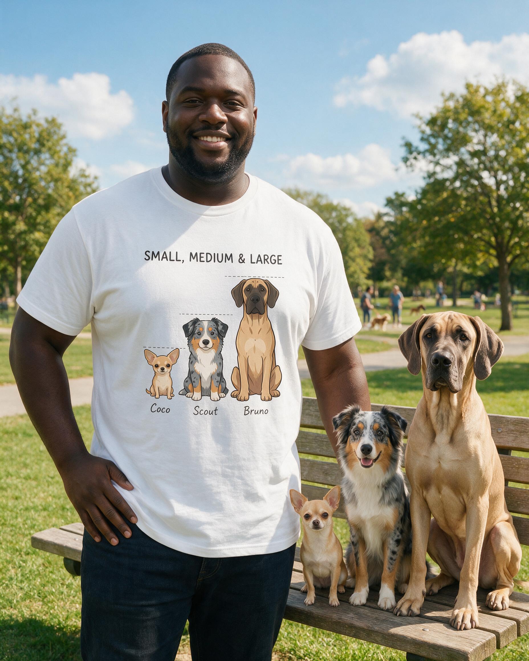 Small Medium Large Personalized Three Dog Shirt — White