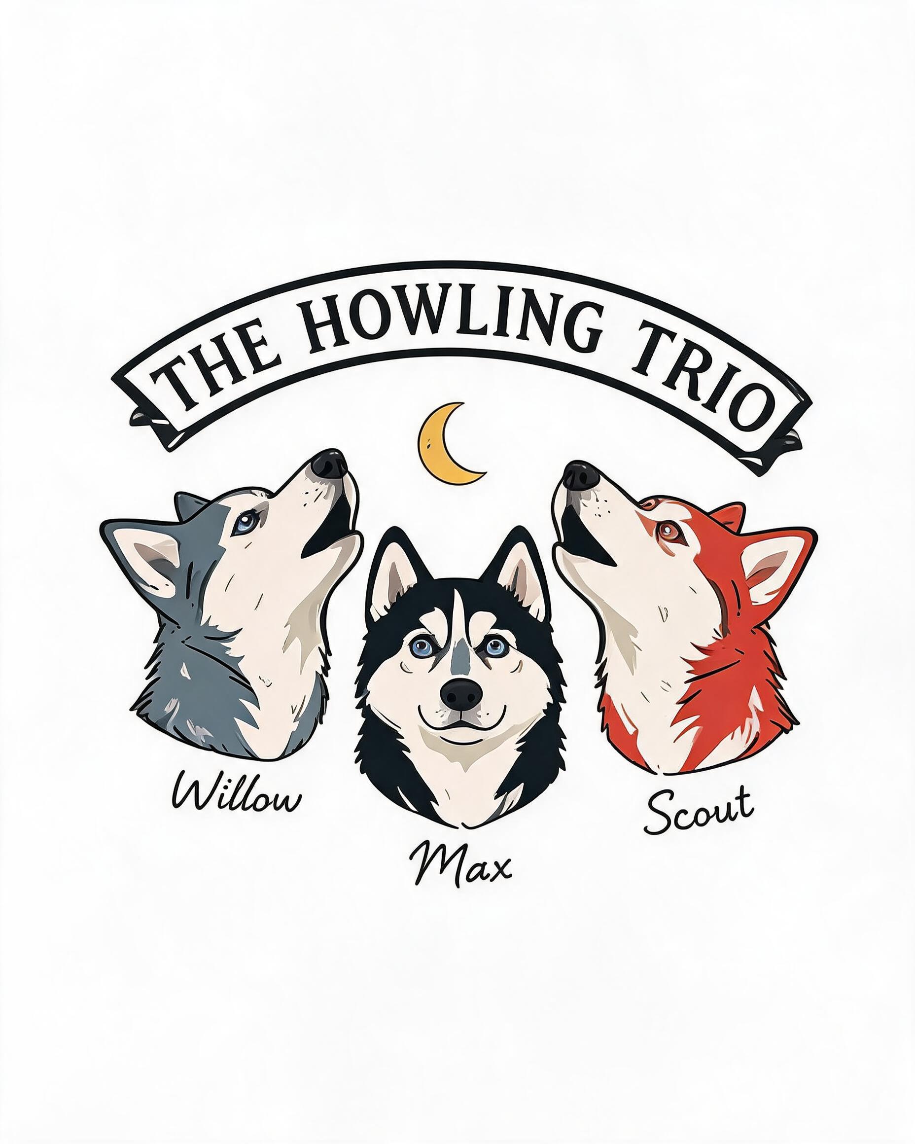 The Howling Trio Personalized Three Husky Shirt
