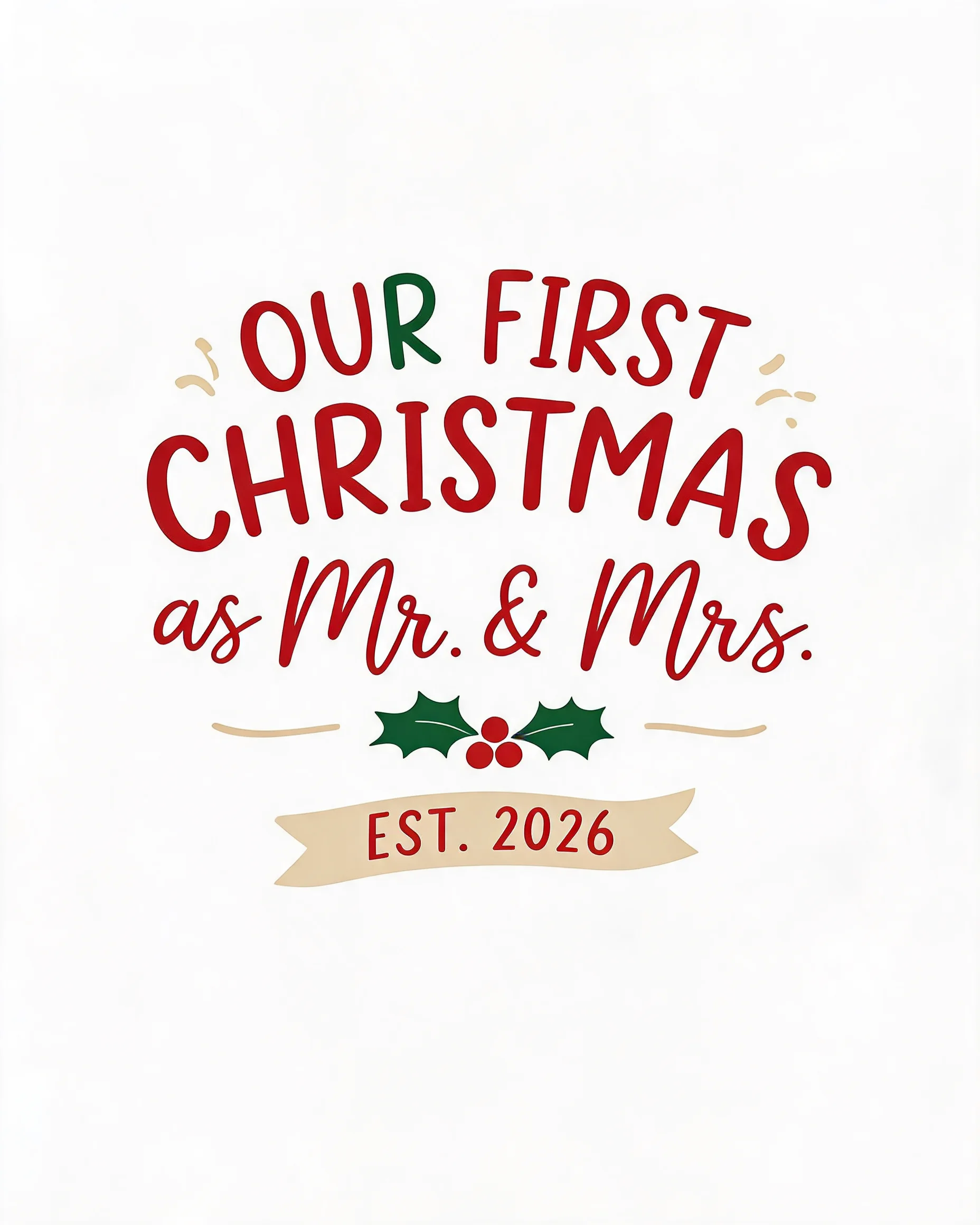 Our First Christmas Married Personalized Couple Shirt