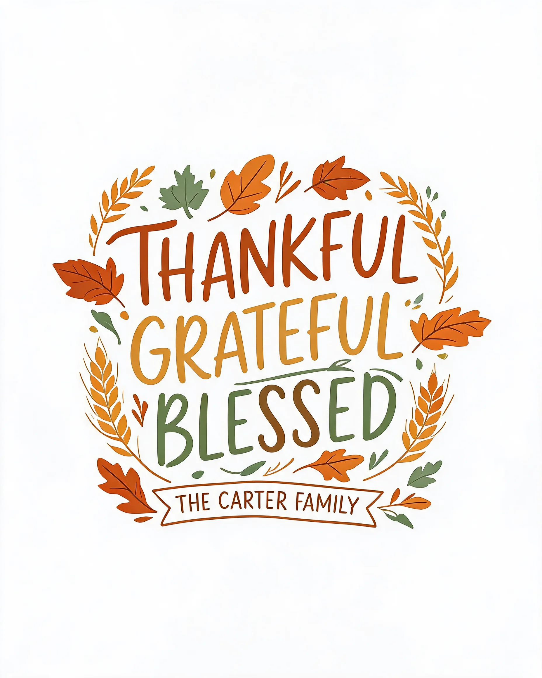 Thankful Grateful Blessed Family Personalized Shirt