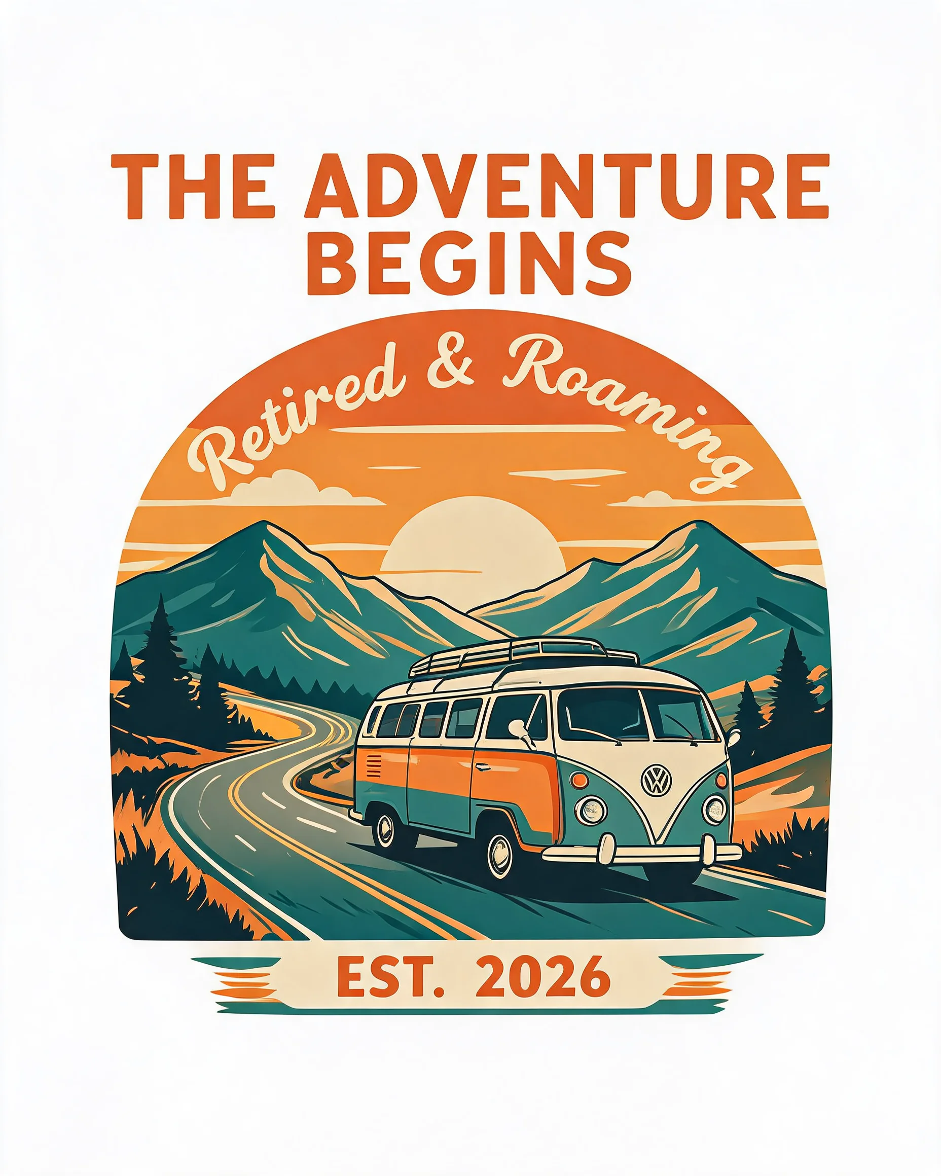Retired The Adventure Begins RV Personalized Couple Shirt