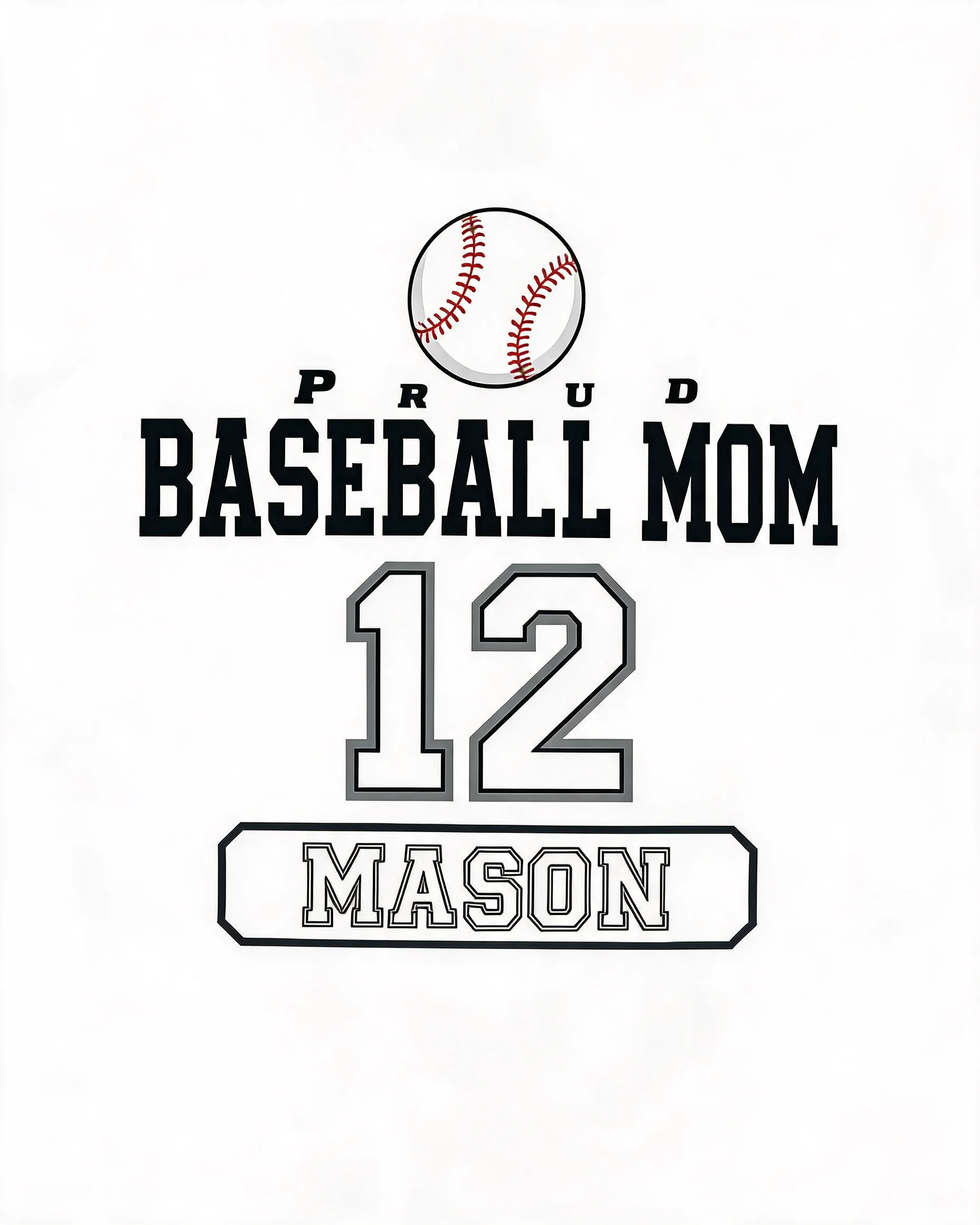 Proud Baseball Mom Name Number Personalized Shirt