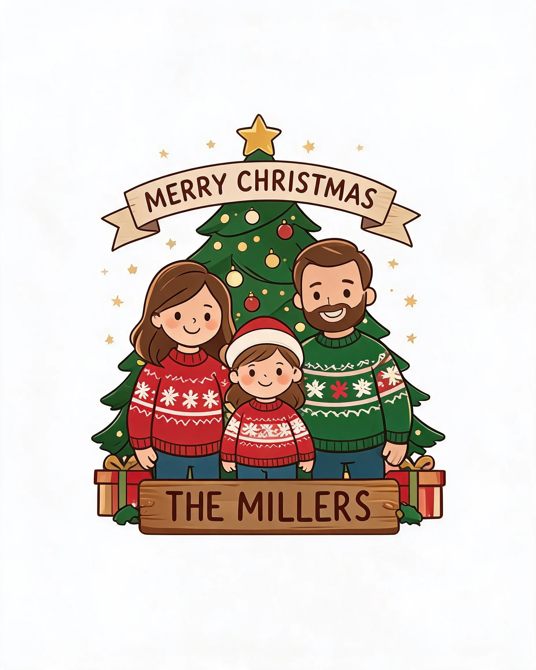 Family Matching Merry Christmas Crew Personalized Shirt