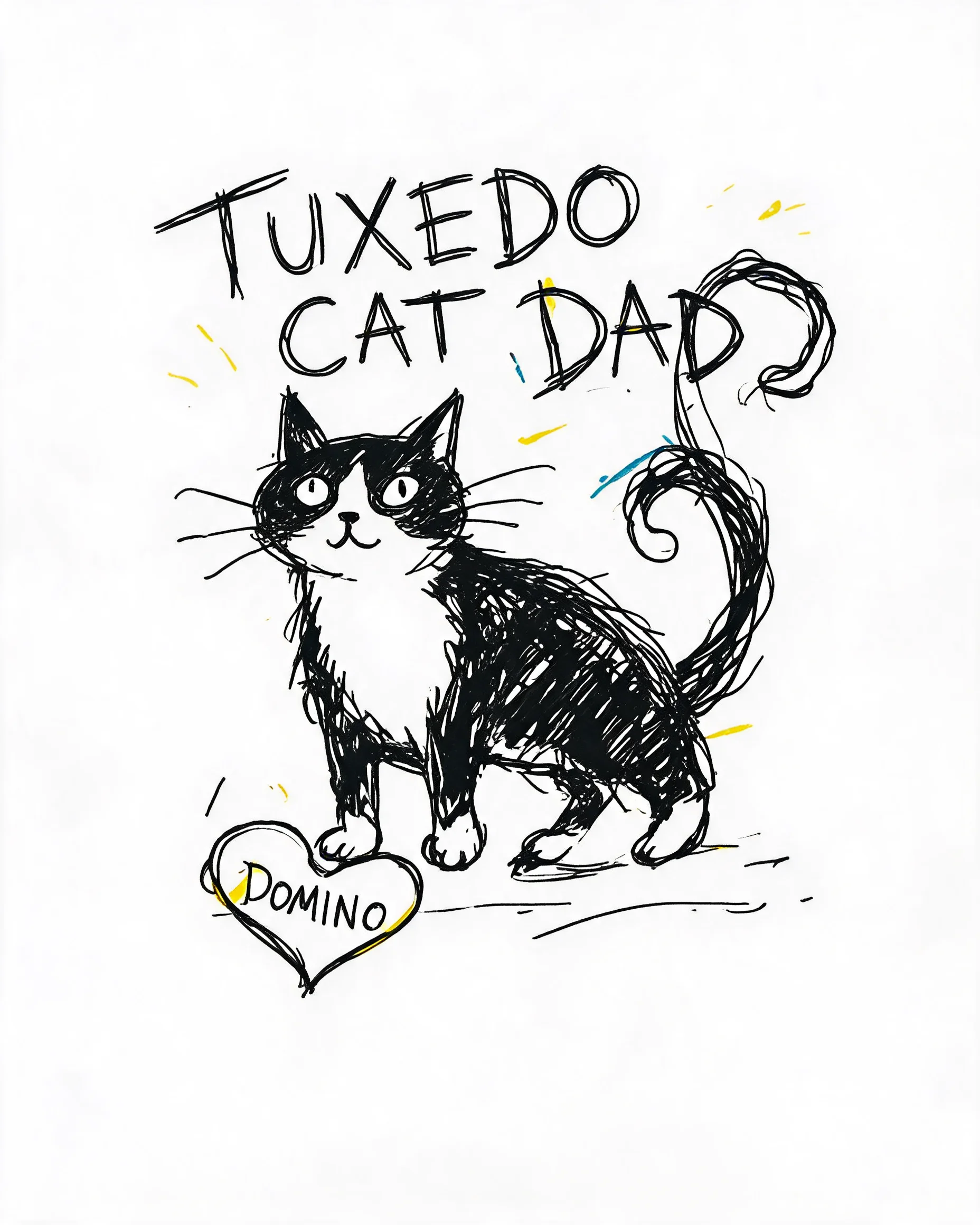 Doodle Tuxedo Cat Dad Hand-Drawn Personalized Shirt