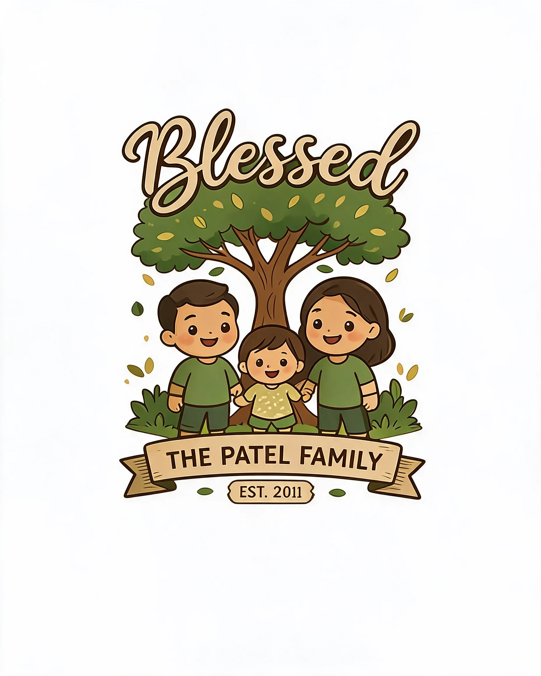 Blessed Family Tree Portrait Personalized Shirt