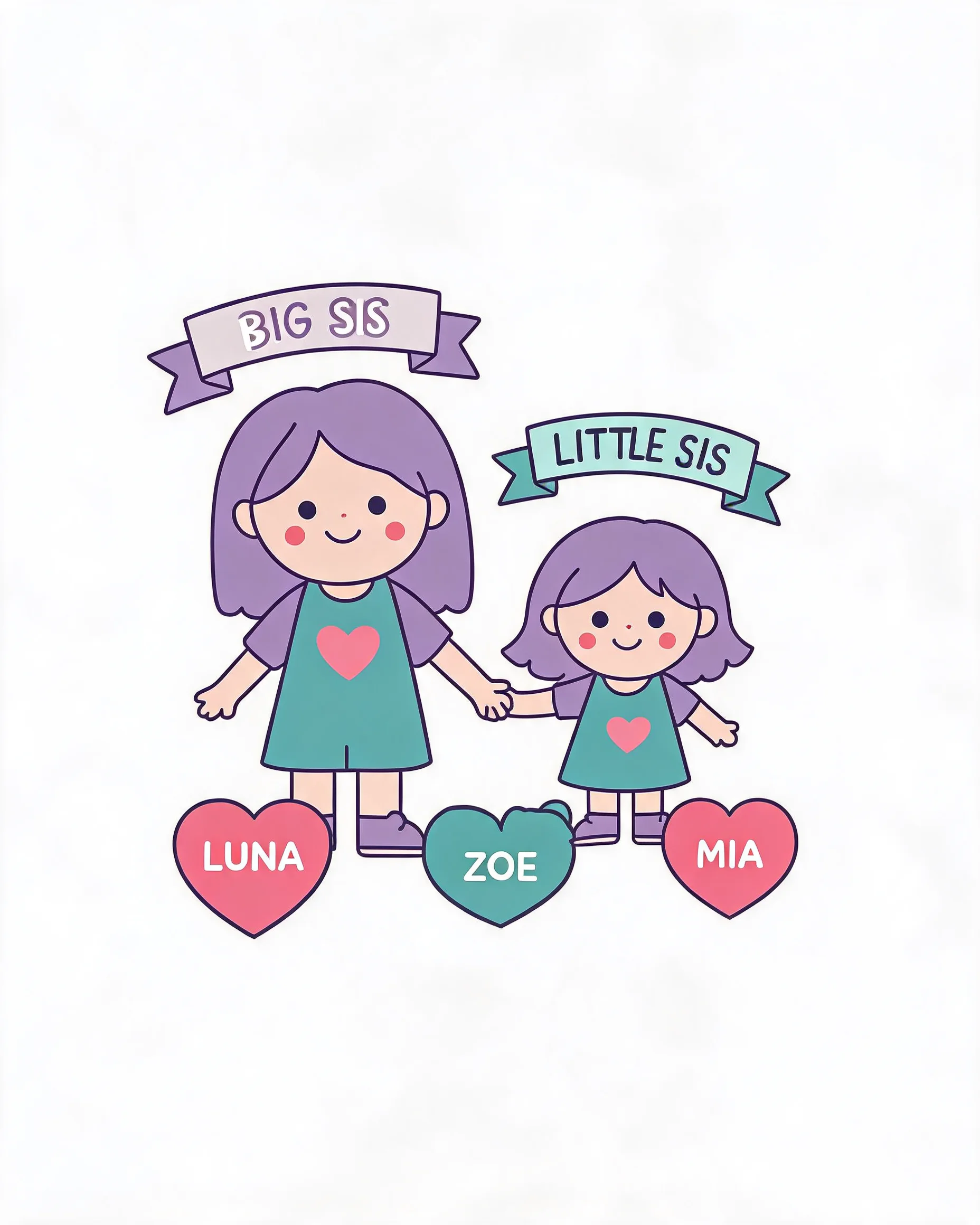 Big Sis Little Sis Personalized Matching Shirt