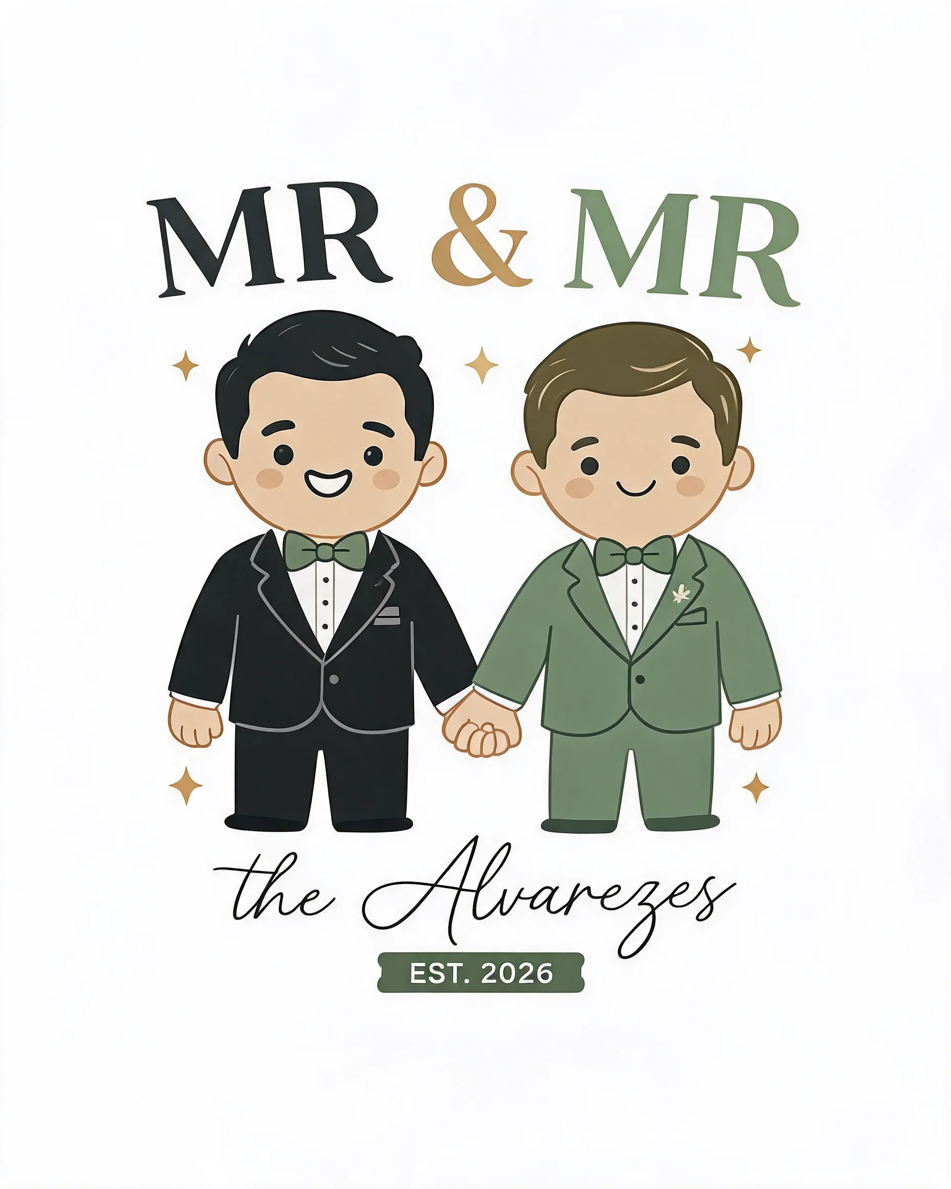 Two Grooms Mr & Mr Matching Personalized Shirt