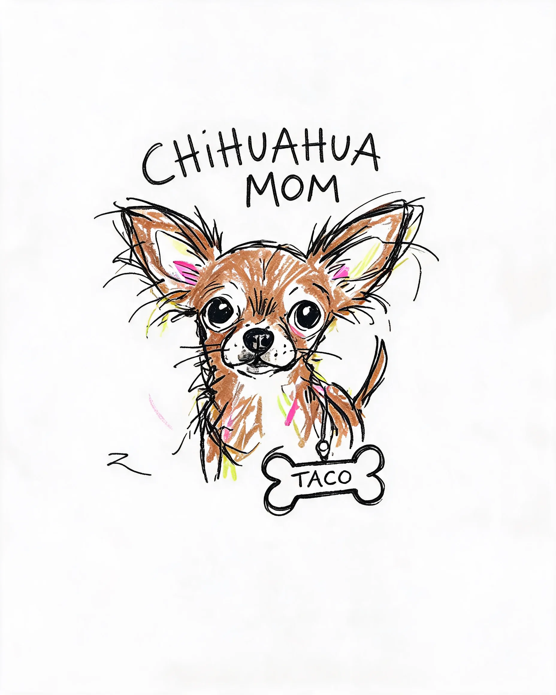 Doodle Chihuahua Mom Hand-Drawn Personalized Shirt