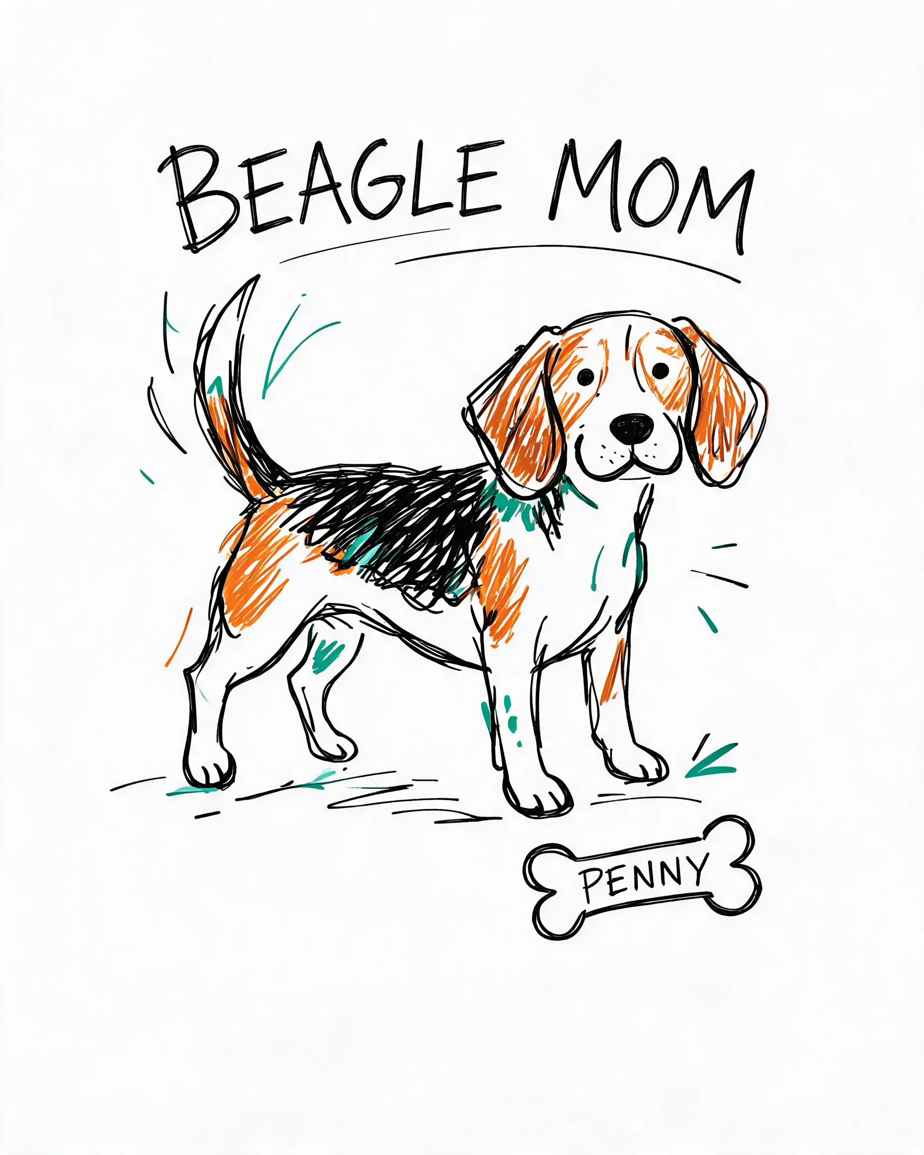 Doodle Beagle Mom Hand-Drawn Personalized Shirt