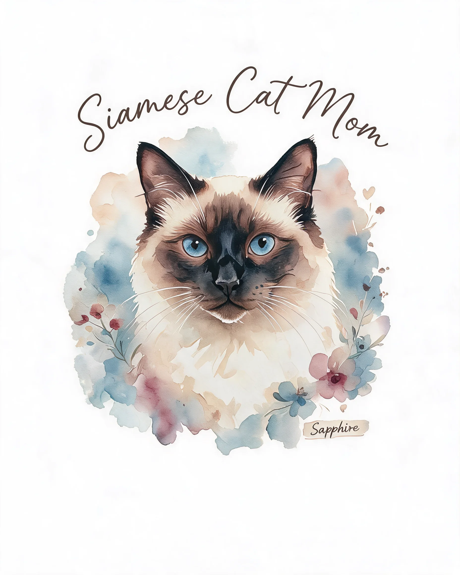 Watercolor Siamese Cat Mom Personalized Shirt
