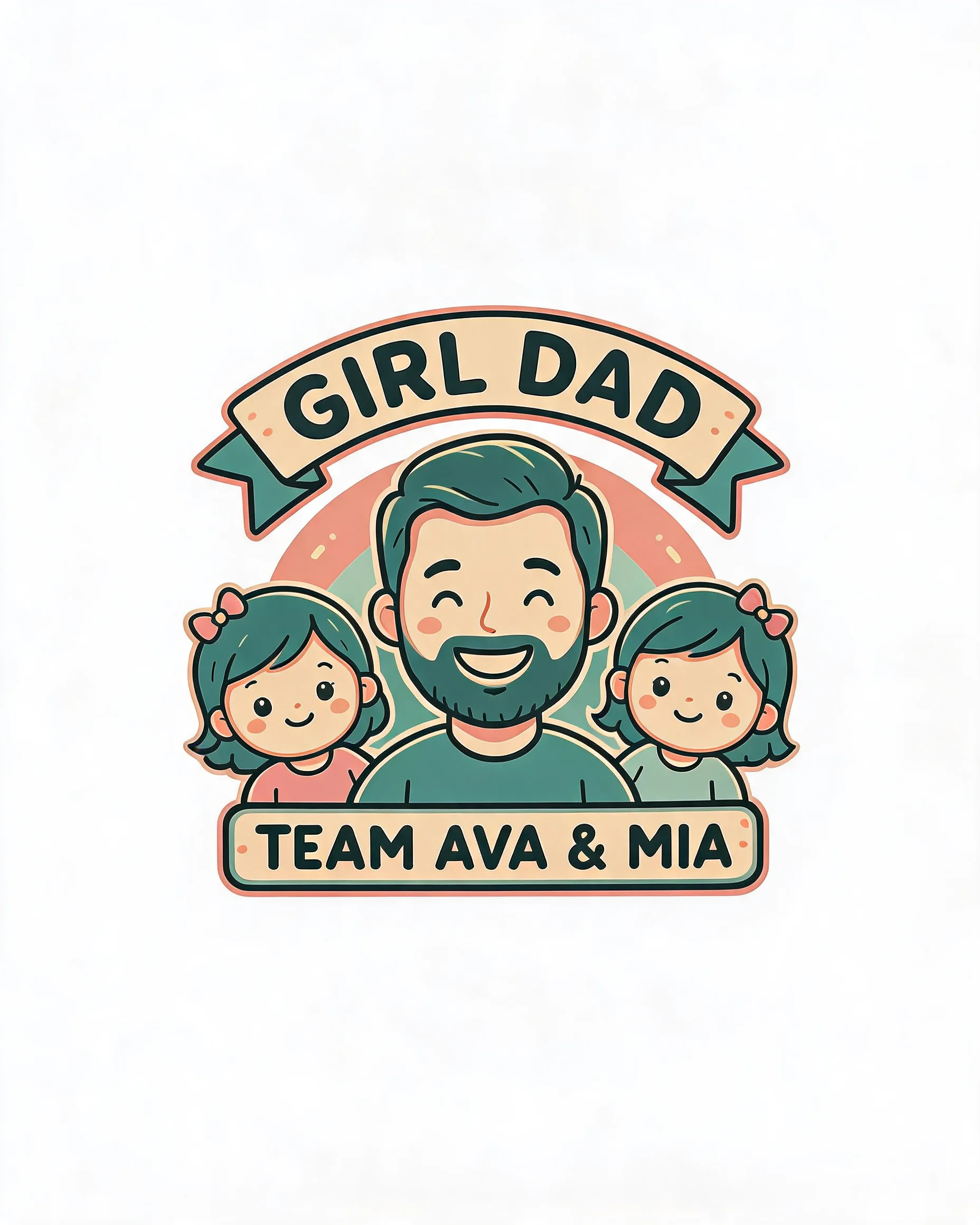 Girl Dad Cartoon Personalized Father's Day Shirt