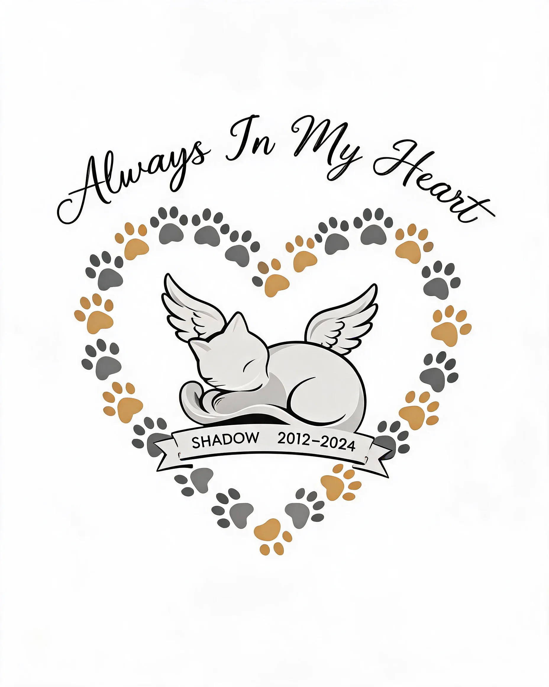Always In My Heart Cat Memorial Personalized Shirt