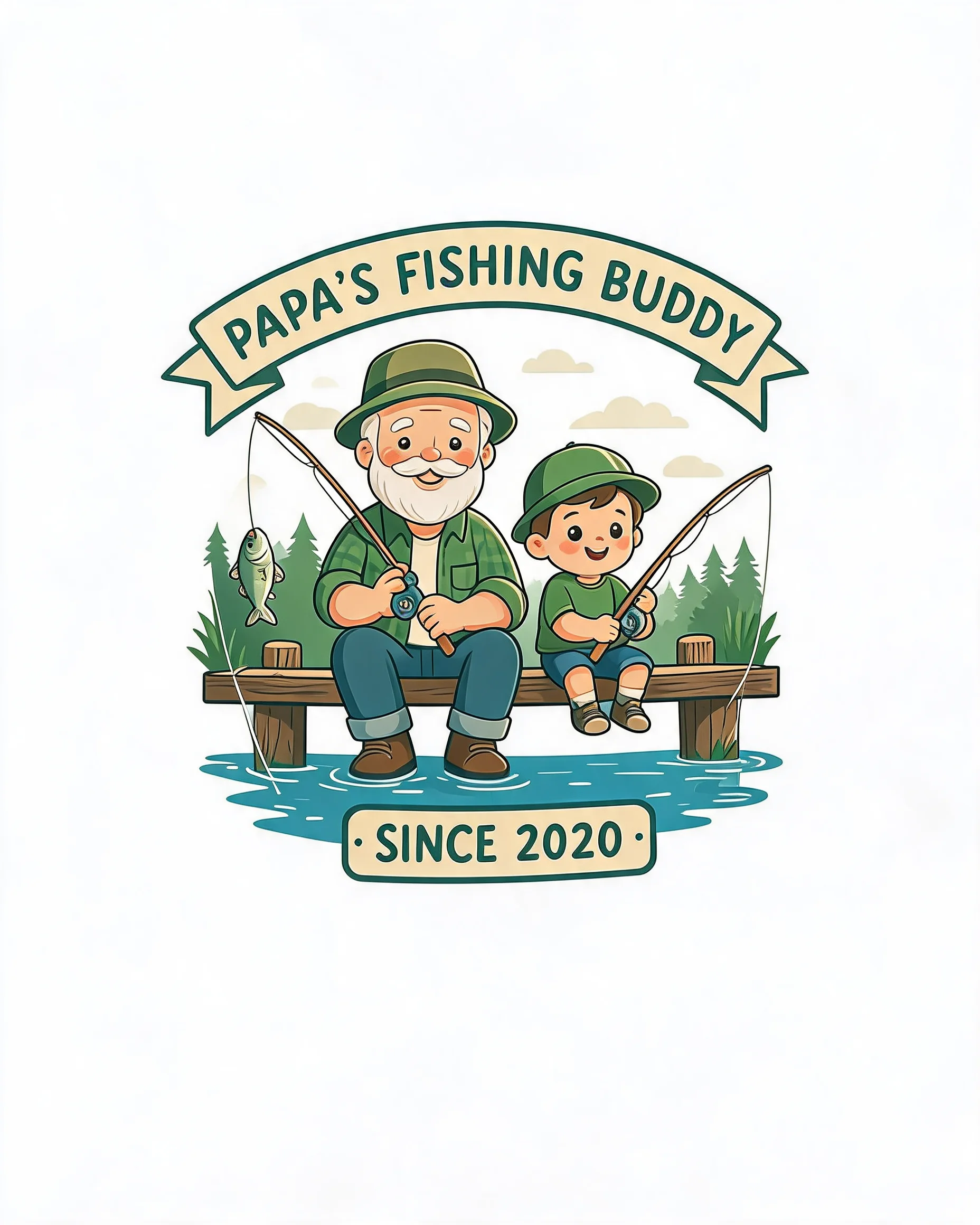 Papa's Fishing Buddy Cartoon Personalized Fishing Shirt