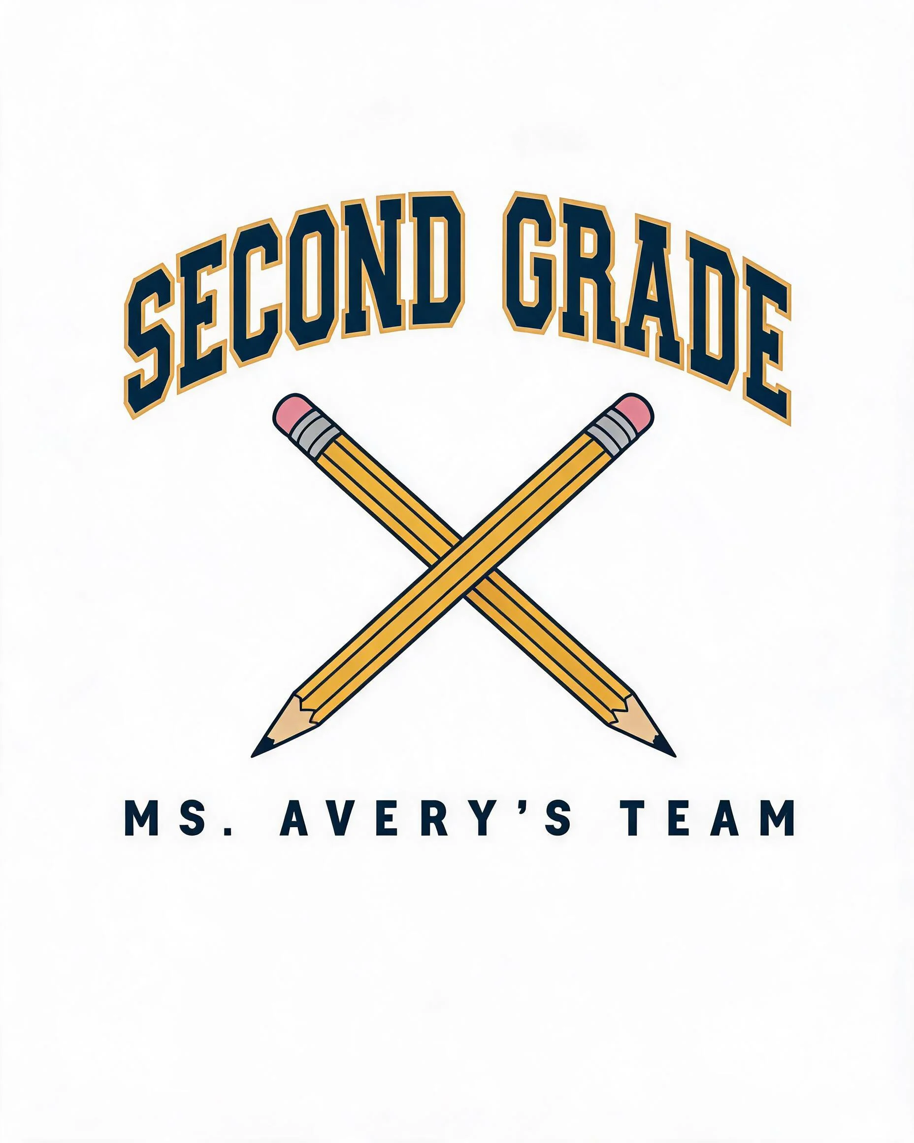 Crossed Pencils Grade Team Teacher Shirt with Custom Name