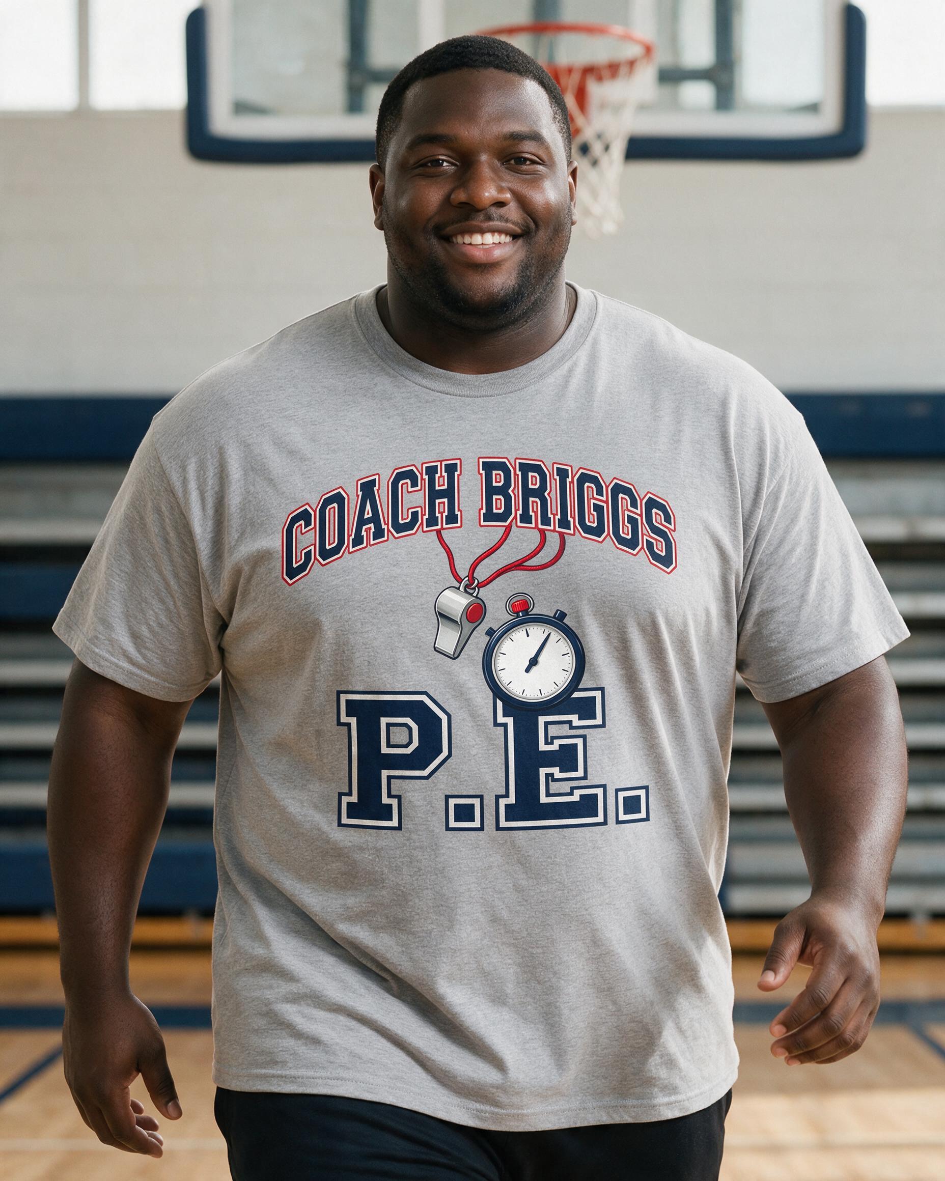 Personalized P.E. Coach Whistle Shirt — Sport Grey