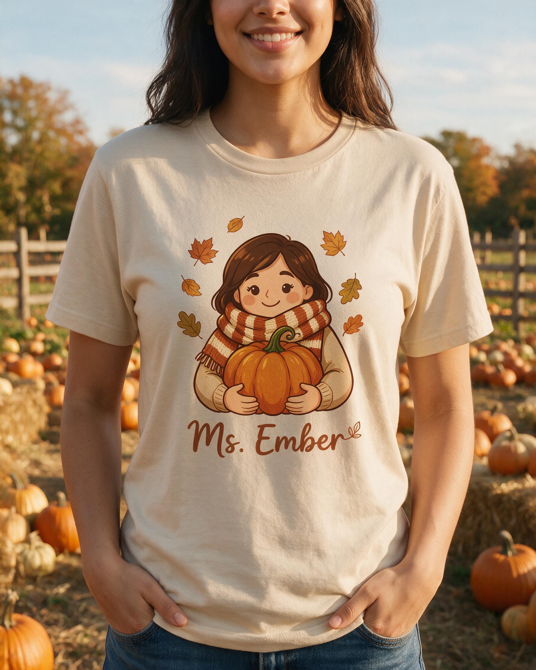 Fall Pumpkin Teacher Avatar Shirt Cozy Autumn Gift β Sand