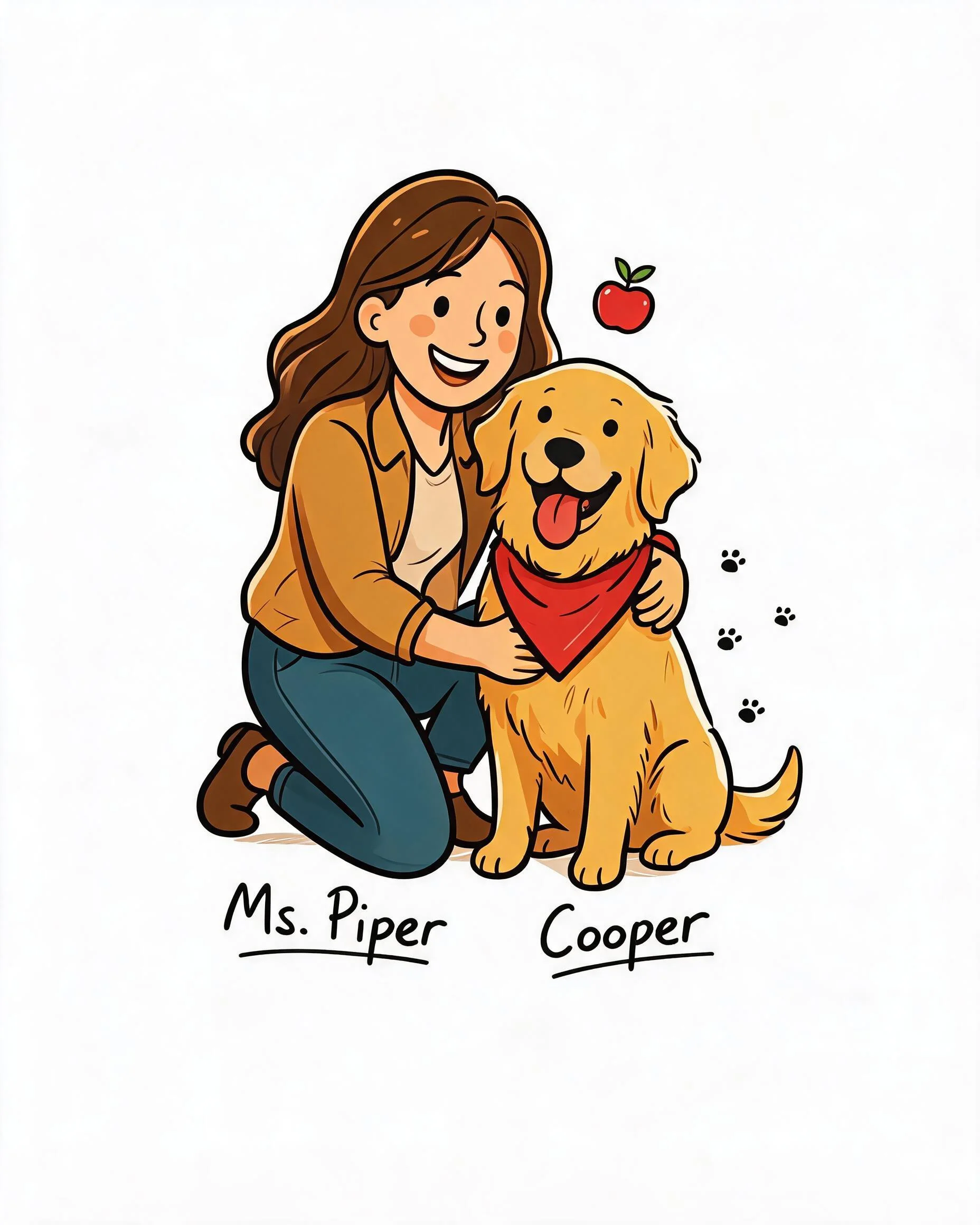Personalized Teacher and Dog Cartoon Shirt With Two Names