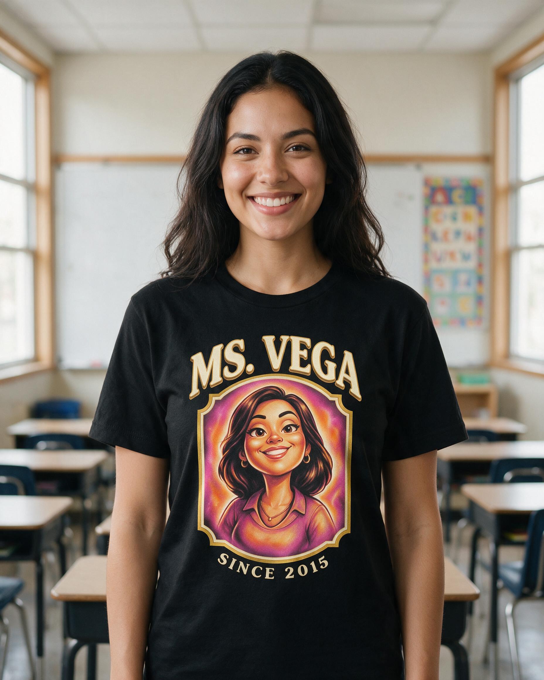 Retro Bootleg Style Teacher Shirt From Your Photo — Black