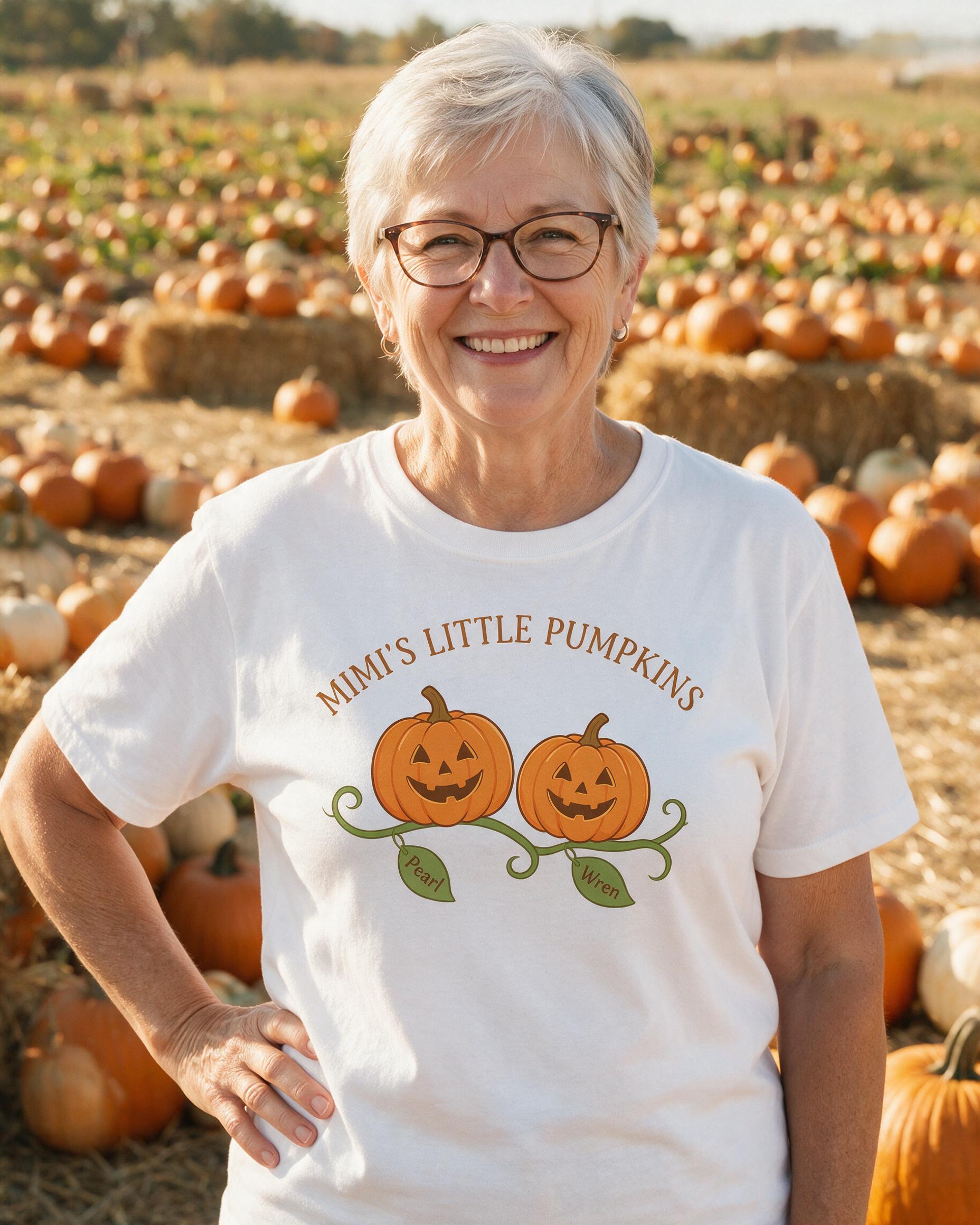 Mimi's Little Pumpkins Duo Halloween Patch Shirt — White