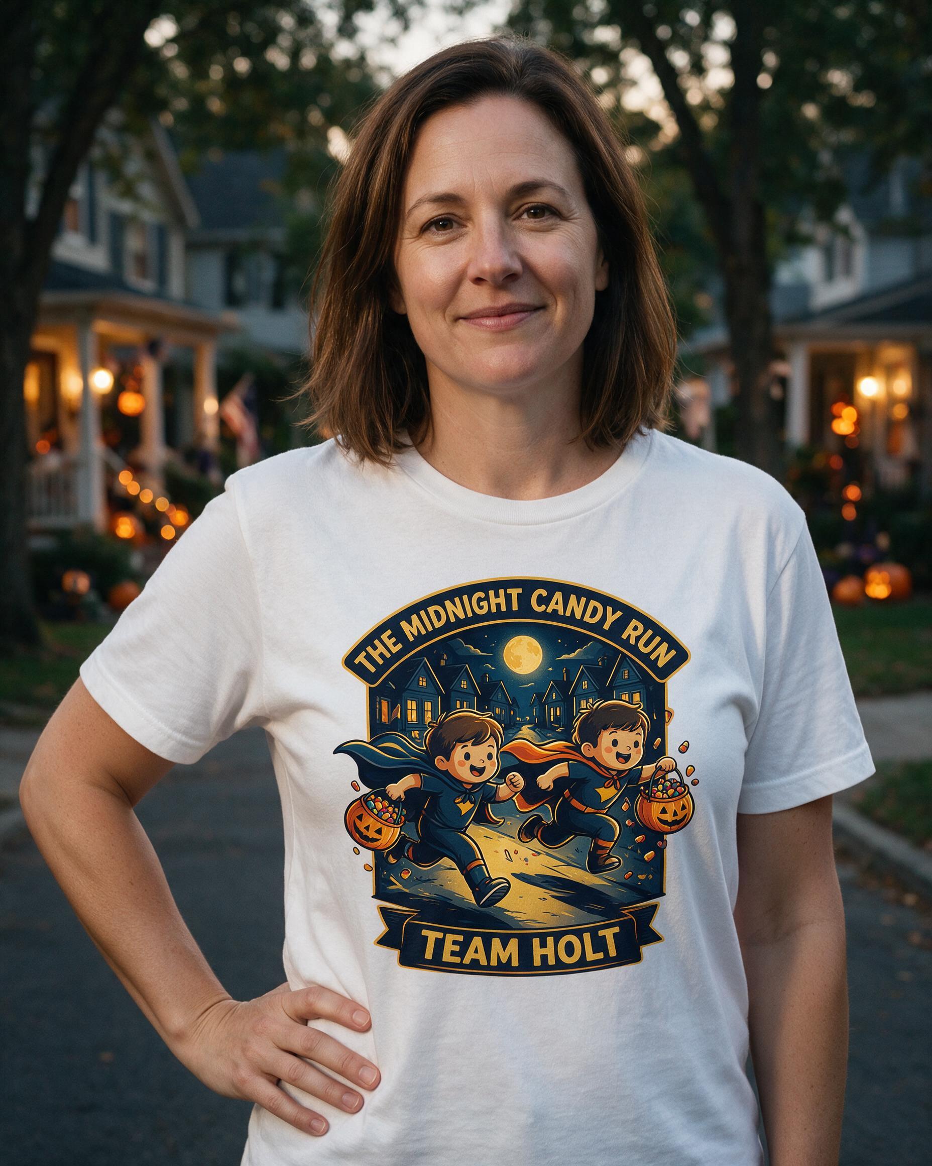 Midnight Candy Run Halloween Kids Shirt — White