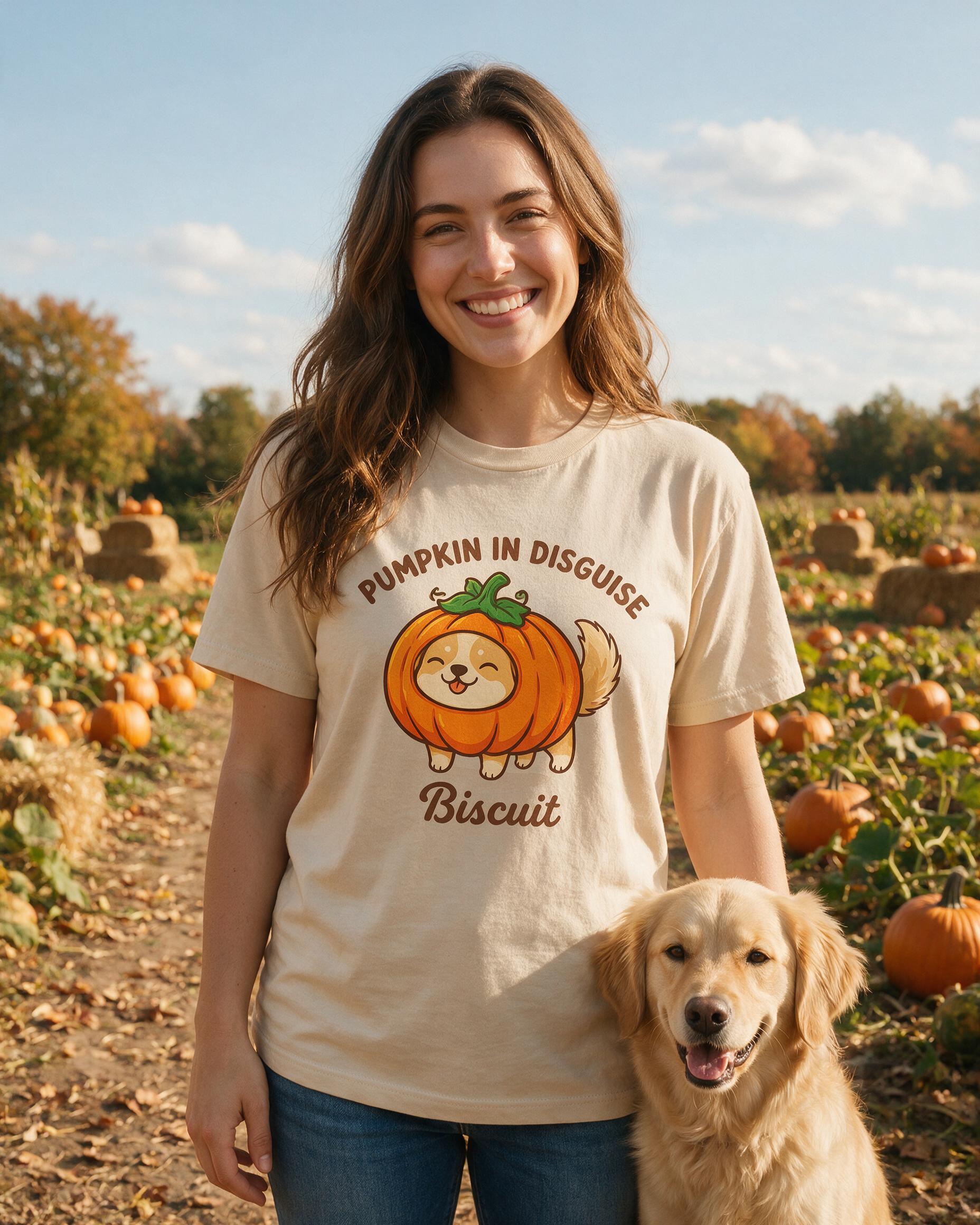 Pumpkin In Disguise Dog Halloween Shirt β Sand
