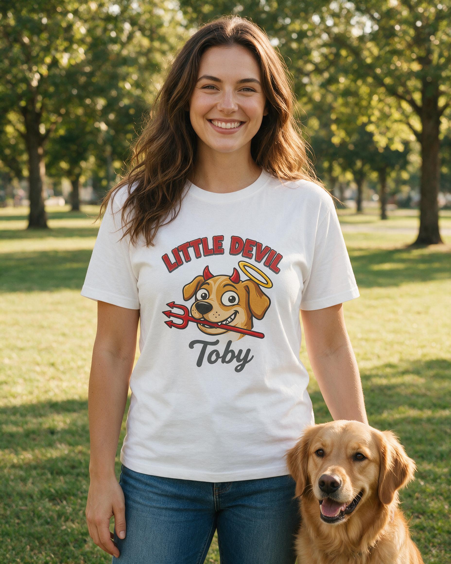 Little Devil Dog Halloween Costume Shirt — White