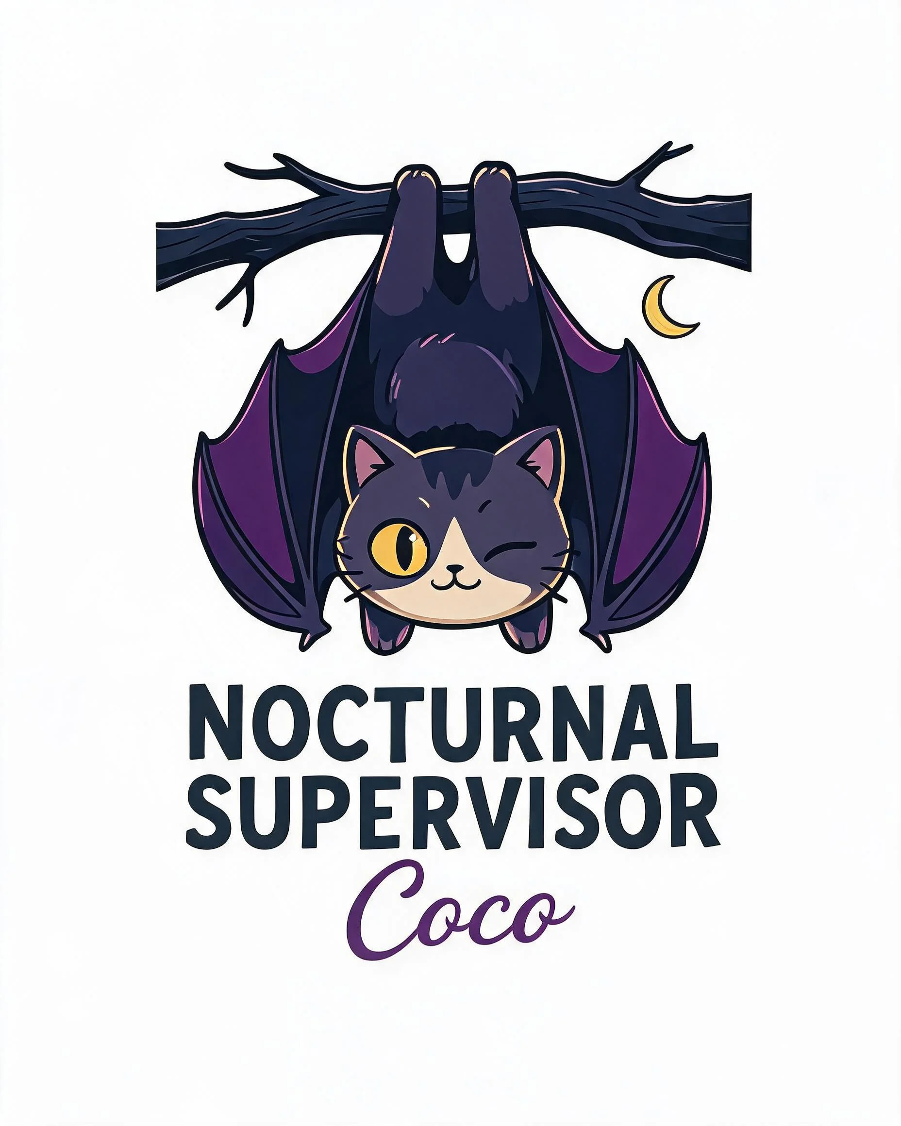 Nocturnal Supervisor Bat Cat Halloween Shirt