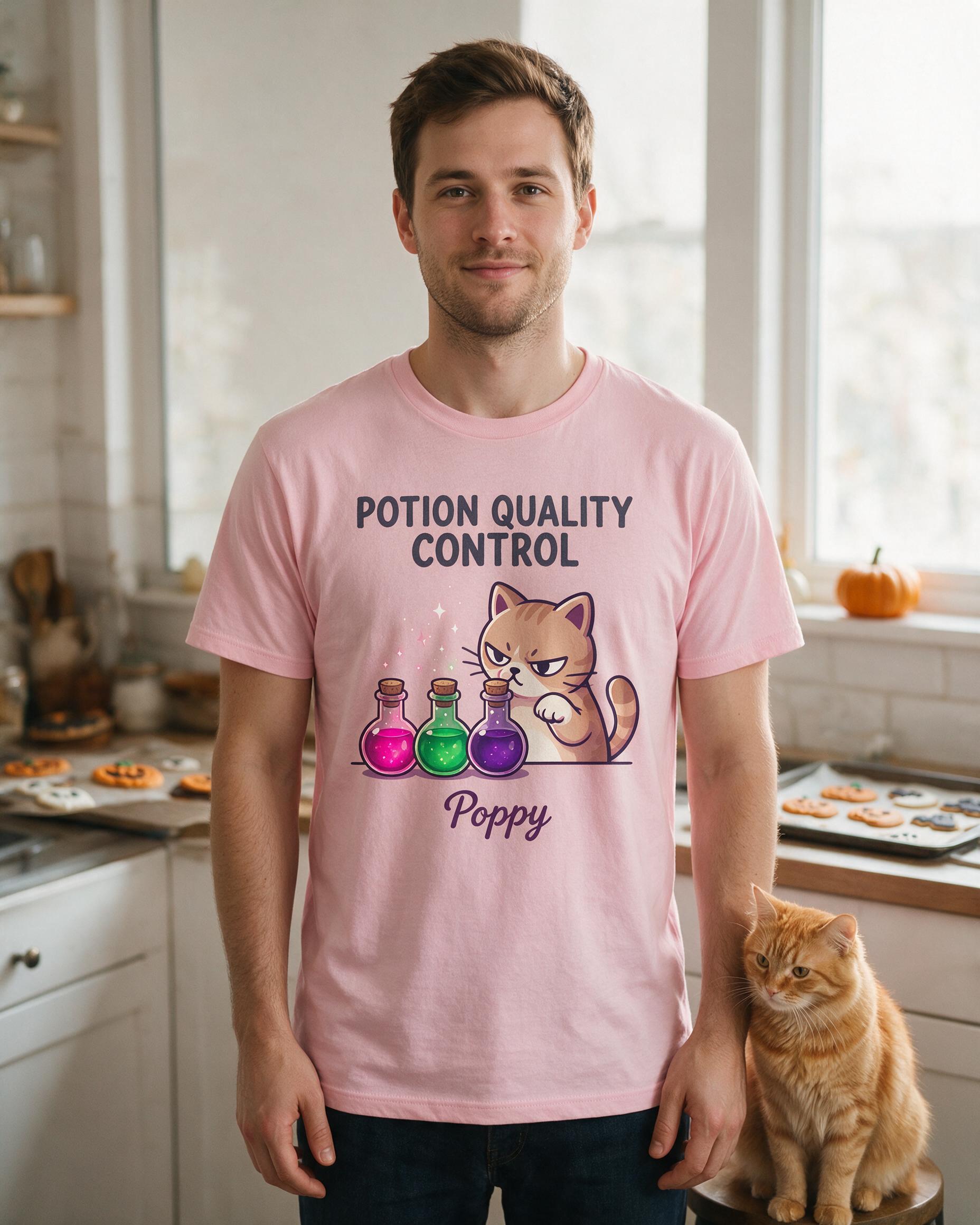 Potion Quality Control Cat Halloween Shirt — Light Pink