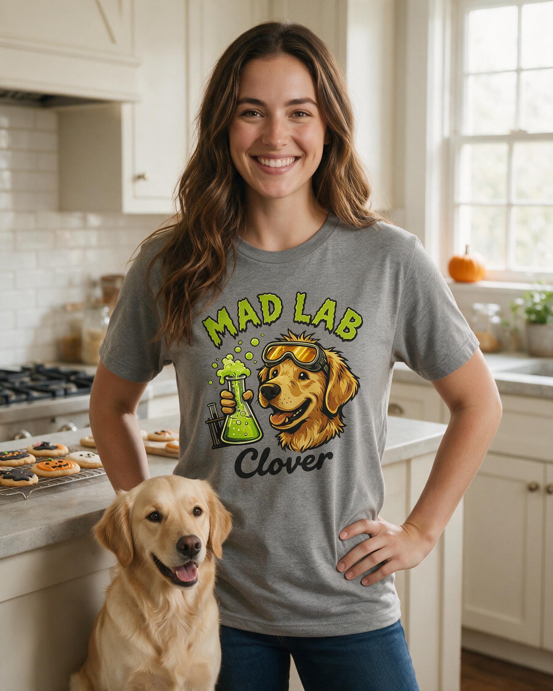 Mad Lab Scientist Dog Halloween Shirt — Sport Grey