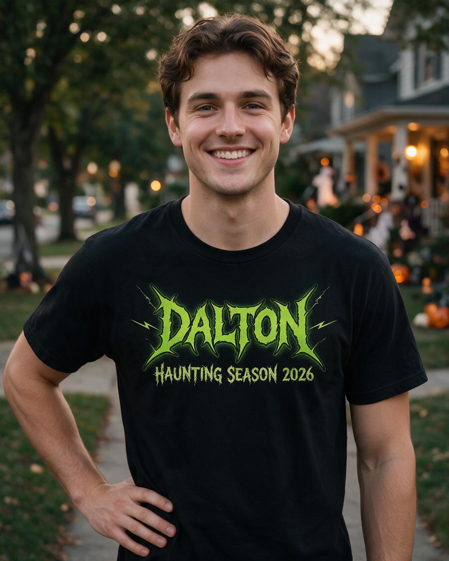 Haunting Season Metal Logo Name Shirt — Black
