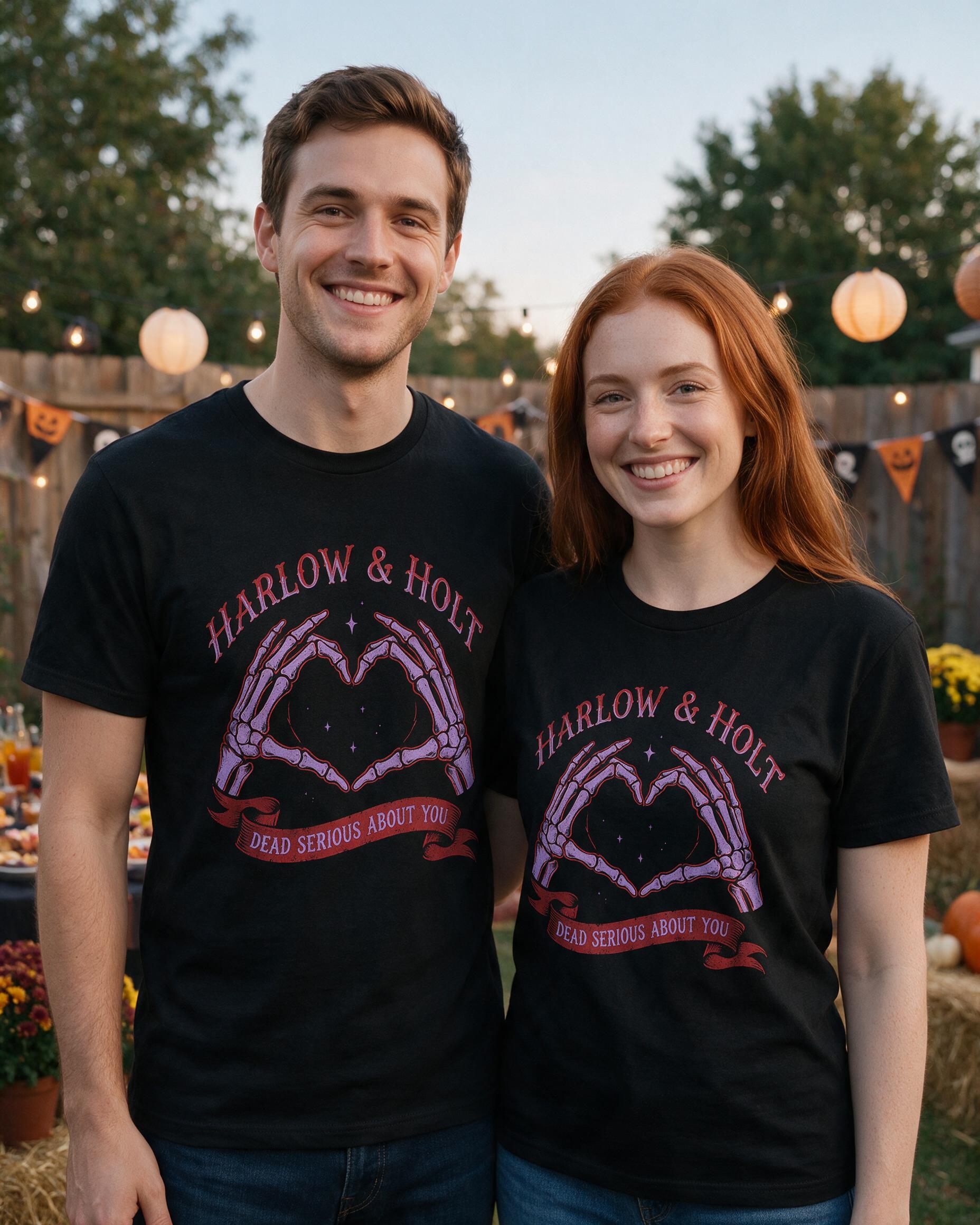 Dead Serious Skeleton Hands Couple Tee — Black
