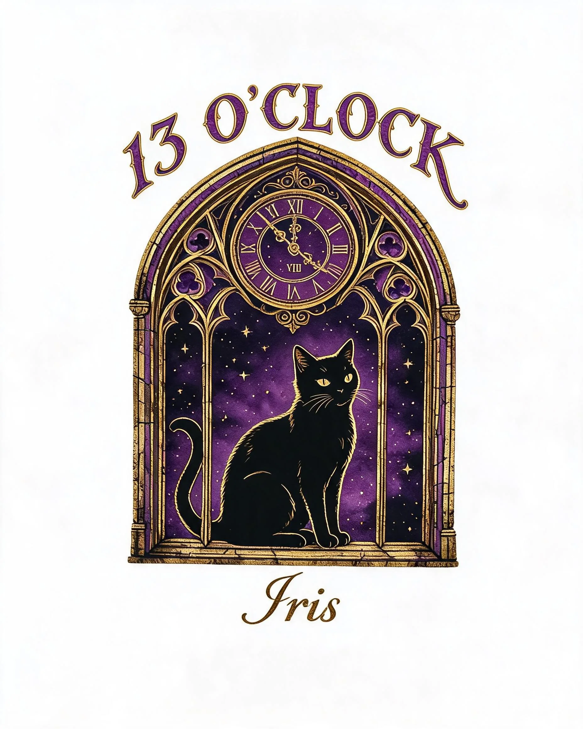 13 O'Clock Gothic Window Cat Tee