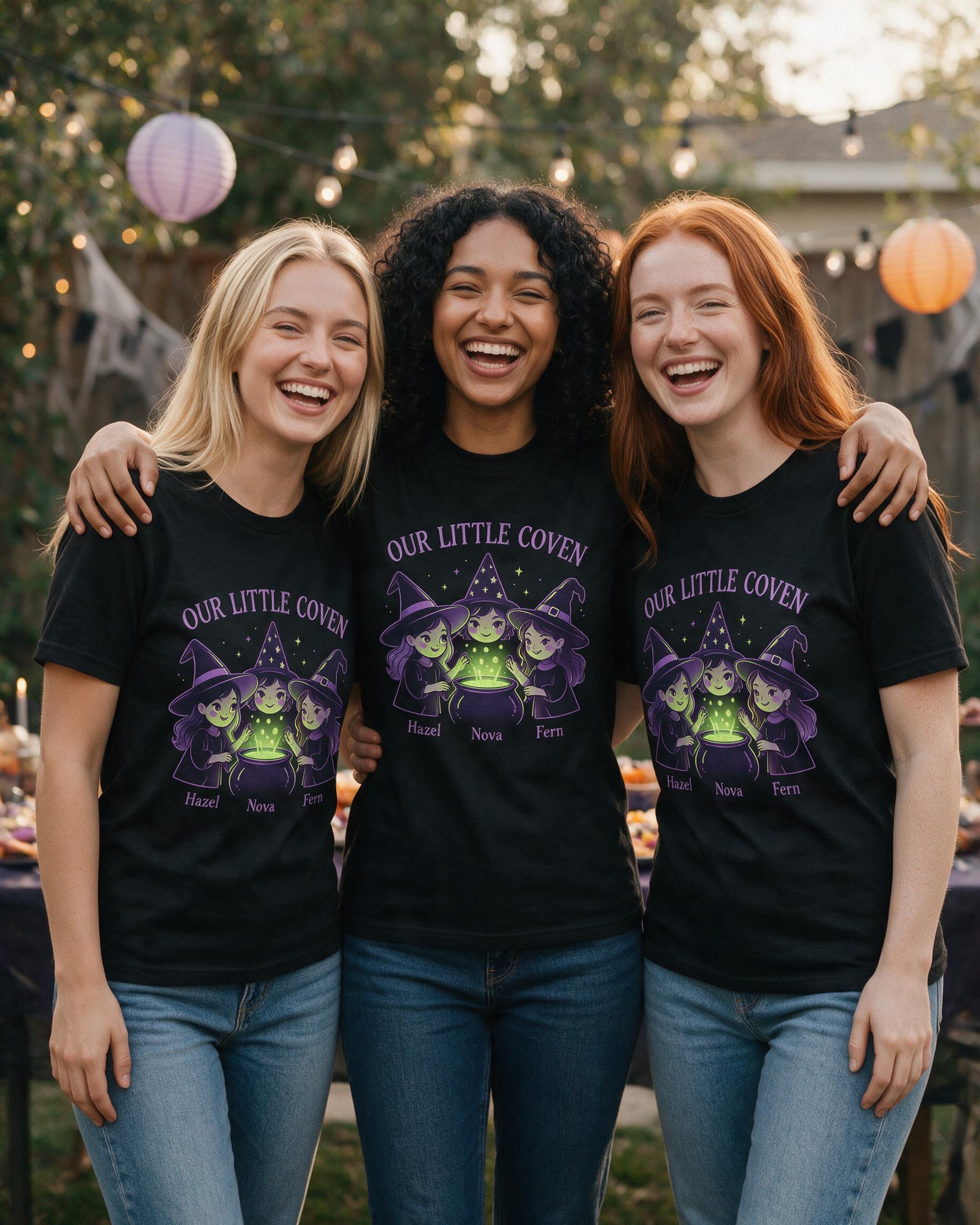 Our Little Coven Best Friends Trio Shirt — Black