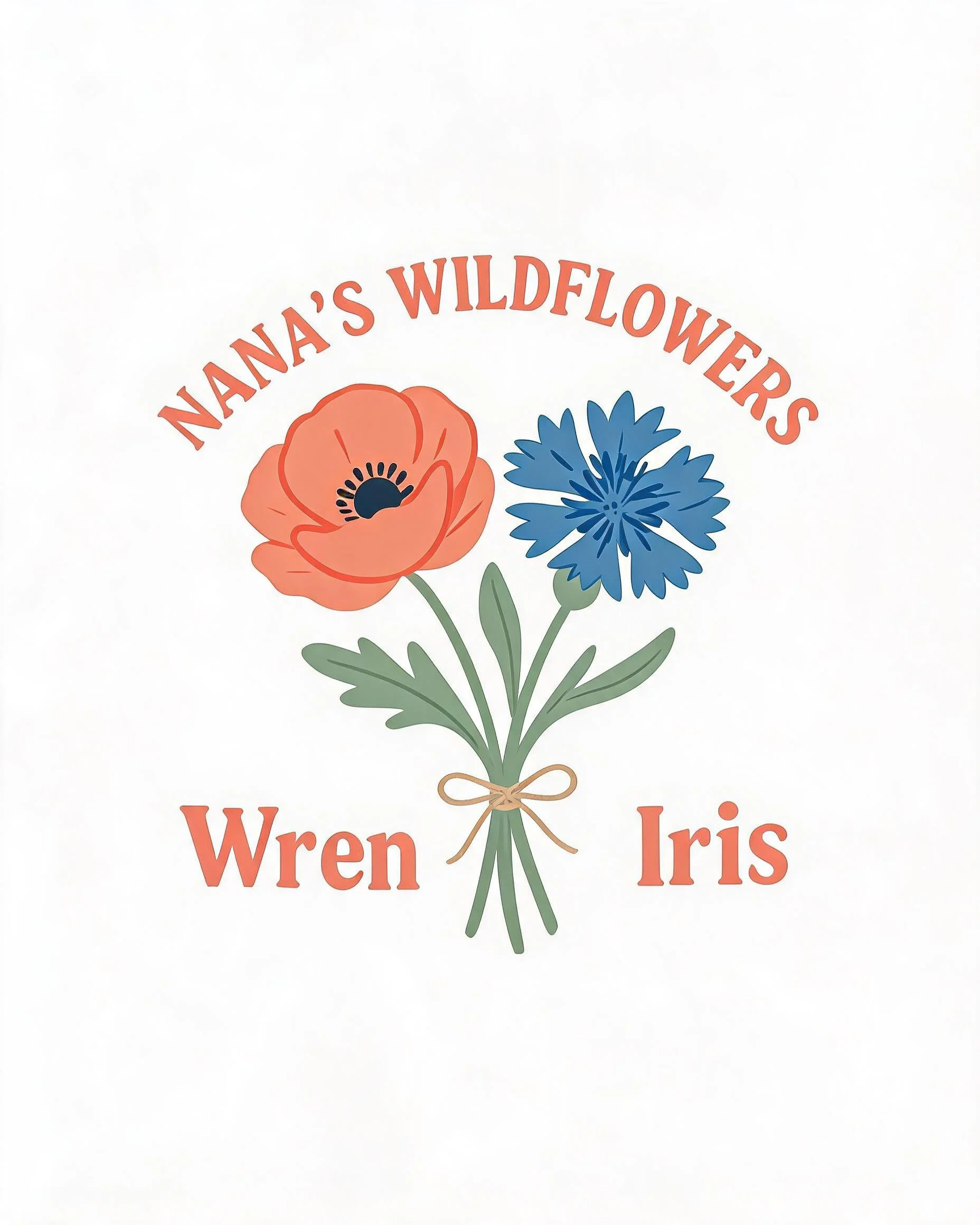 Nana's Wildflower Bouquet Personalized Two Grandkids Names Shirt