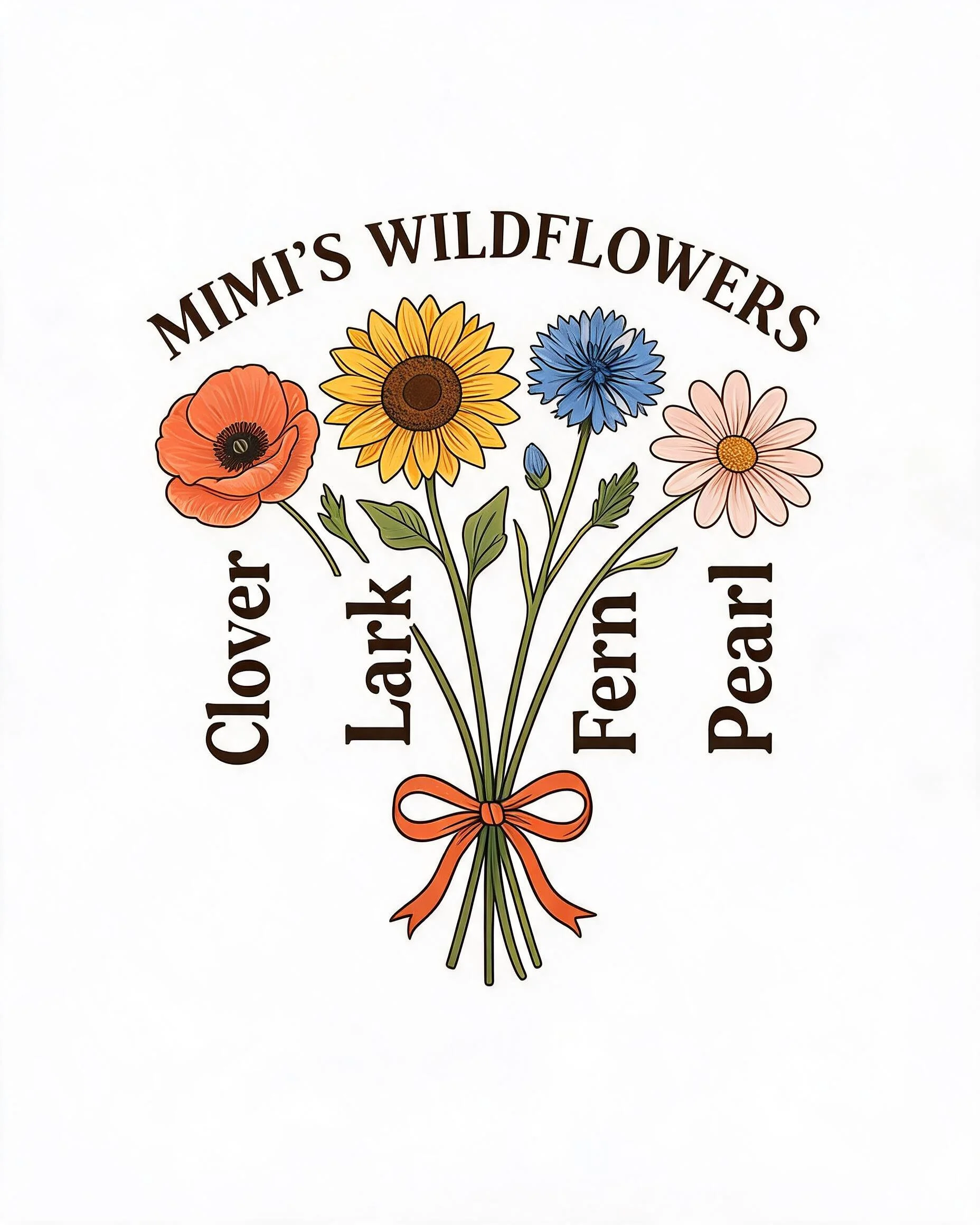 Mimi's Wildflower Row Personalized Four Names Shirt