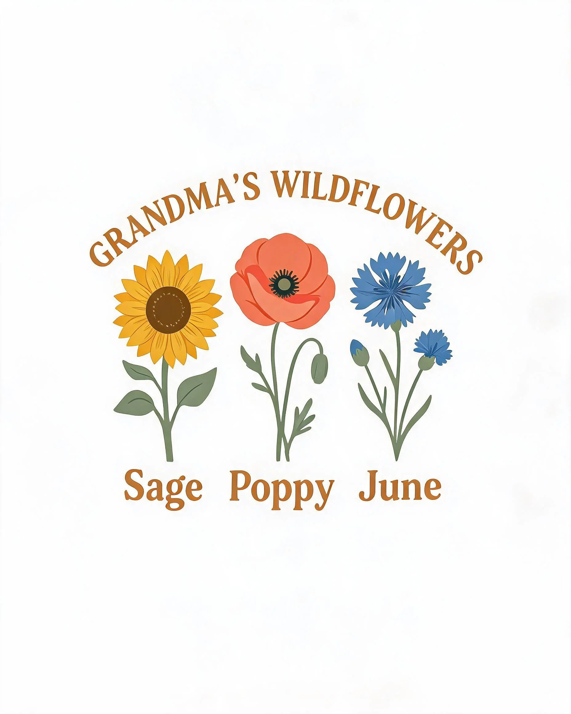 Grandma's Wildflower Garden Custom Three Names Shirt