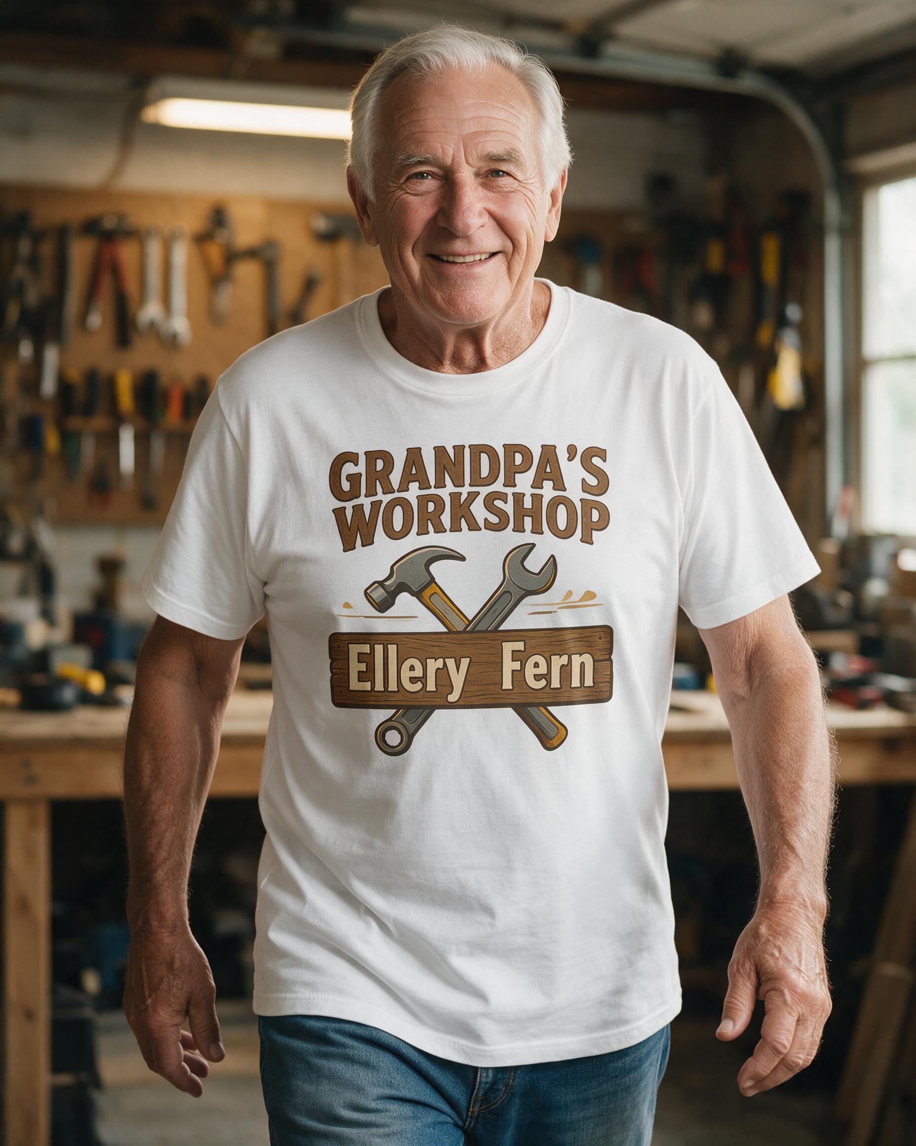 Grandpa's Workshop Vintage Sign Grandkids Shirt — White