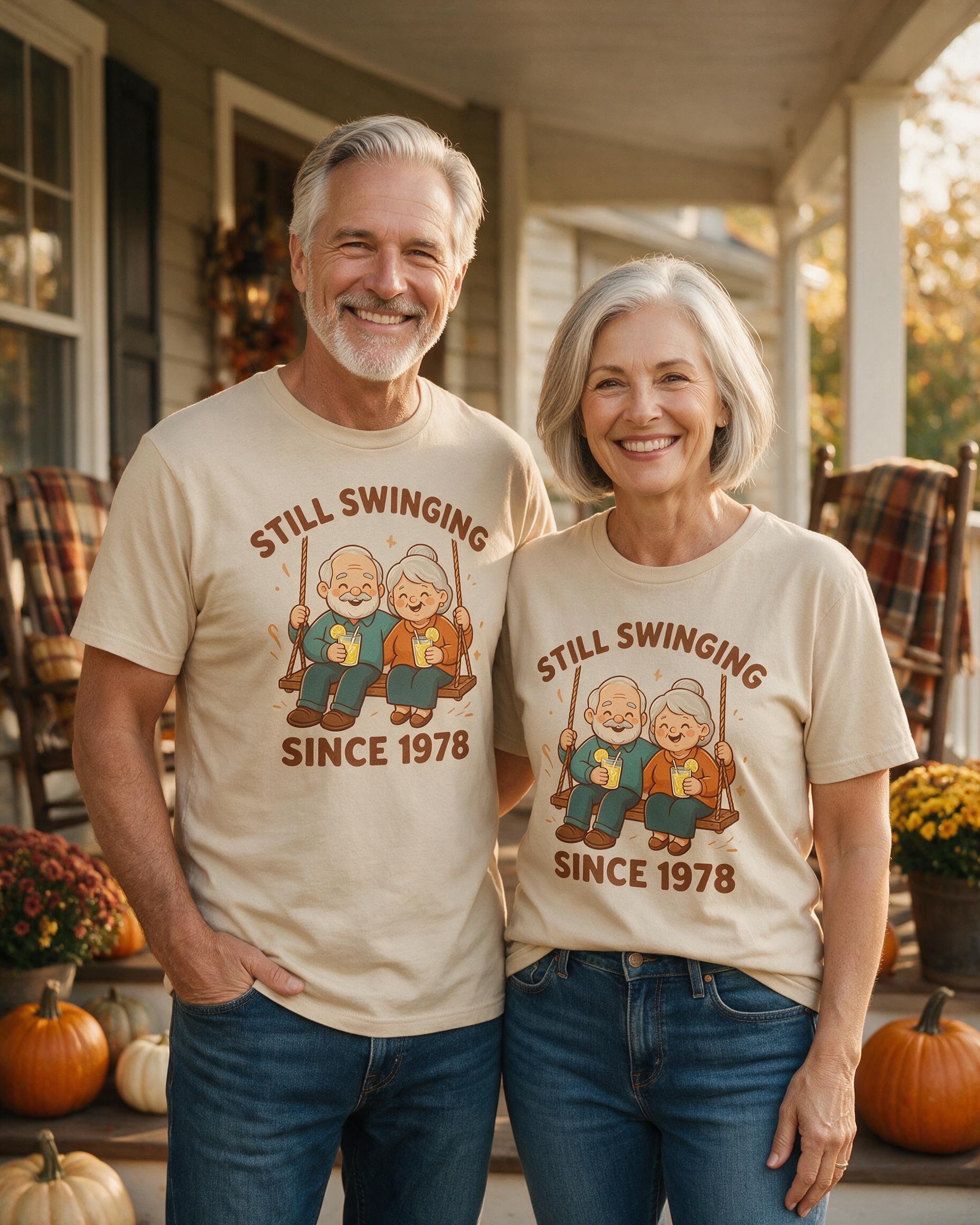 Still Swinging Grandma & Grandpa Anniversary Shirt — Sand