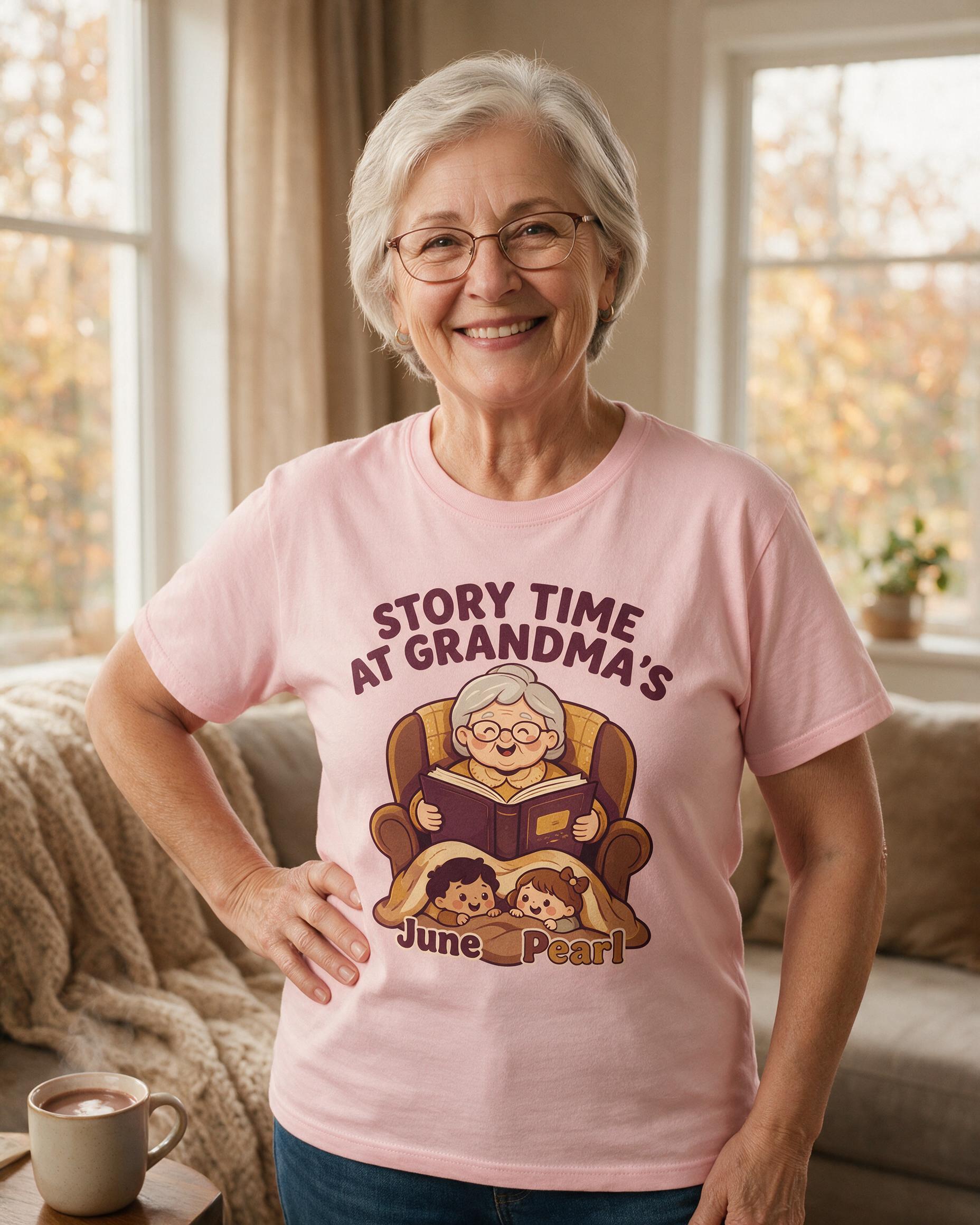 Story Time At Grandma's Personalized Shirt — Light Pink