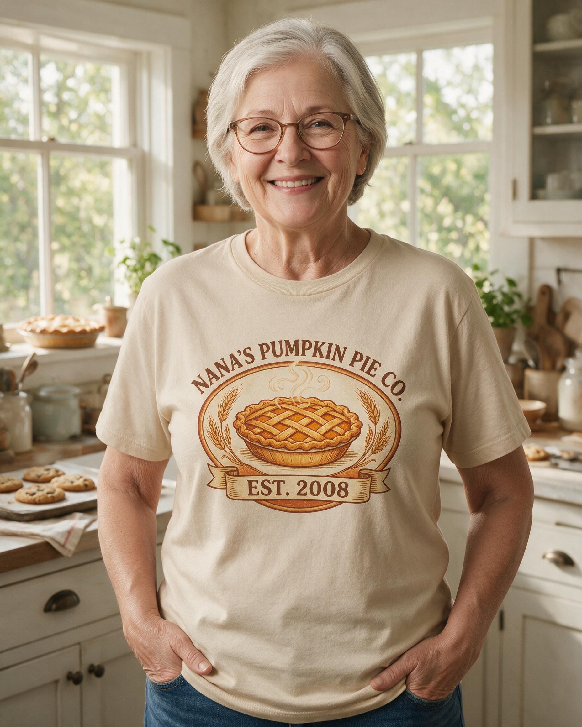 Nana's Pumpkin Pie Co. Personalized Fall Baking Shirt β Sand