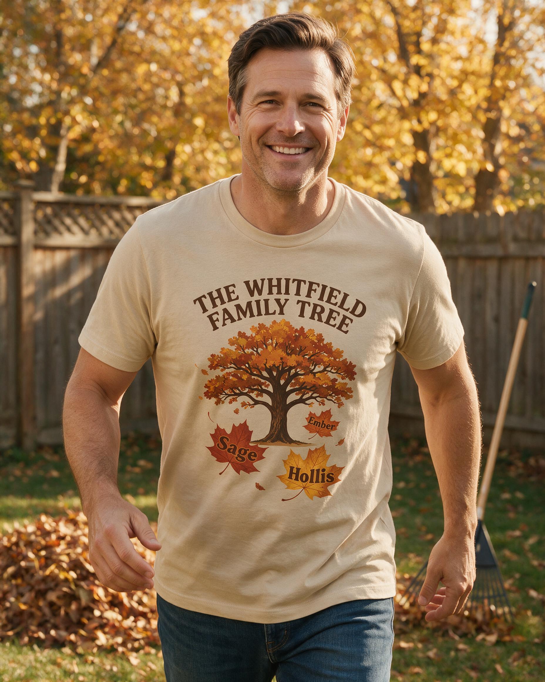 Autumn Family Tree Three Leaves Personalized Shirt β Sand