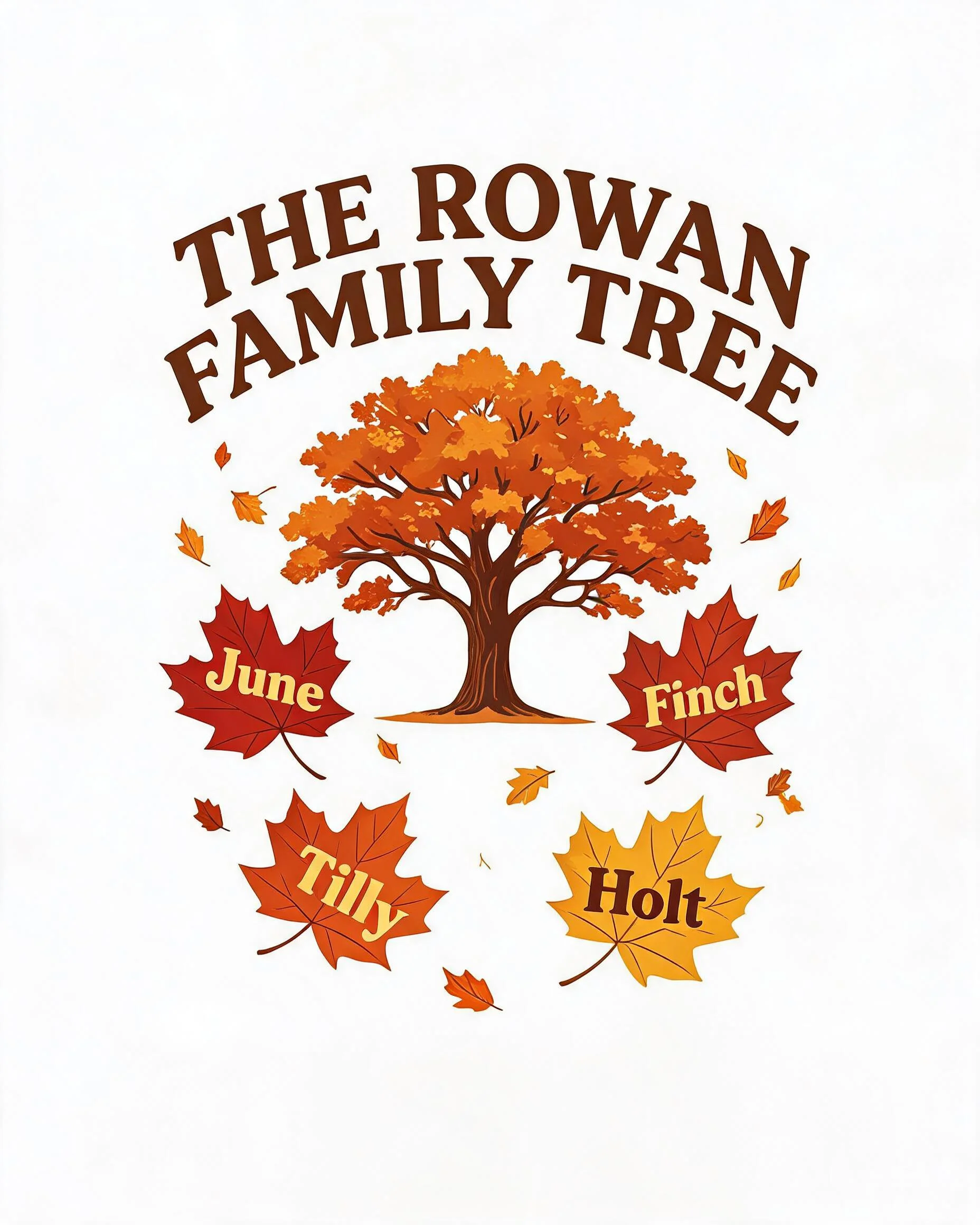 Falling Leaves Family Tree Four Names Autumn Shirt