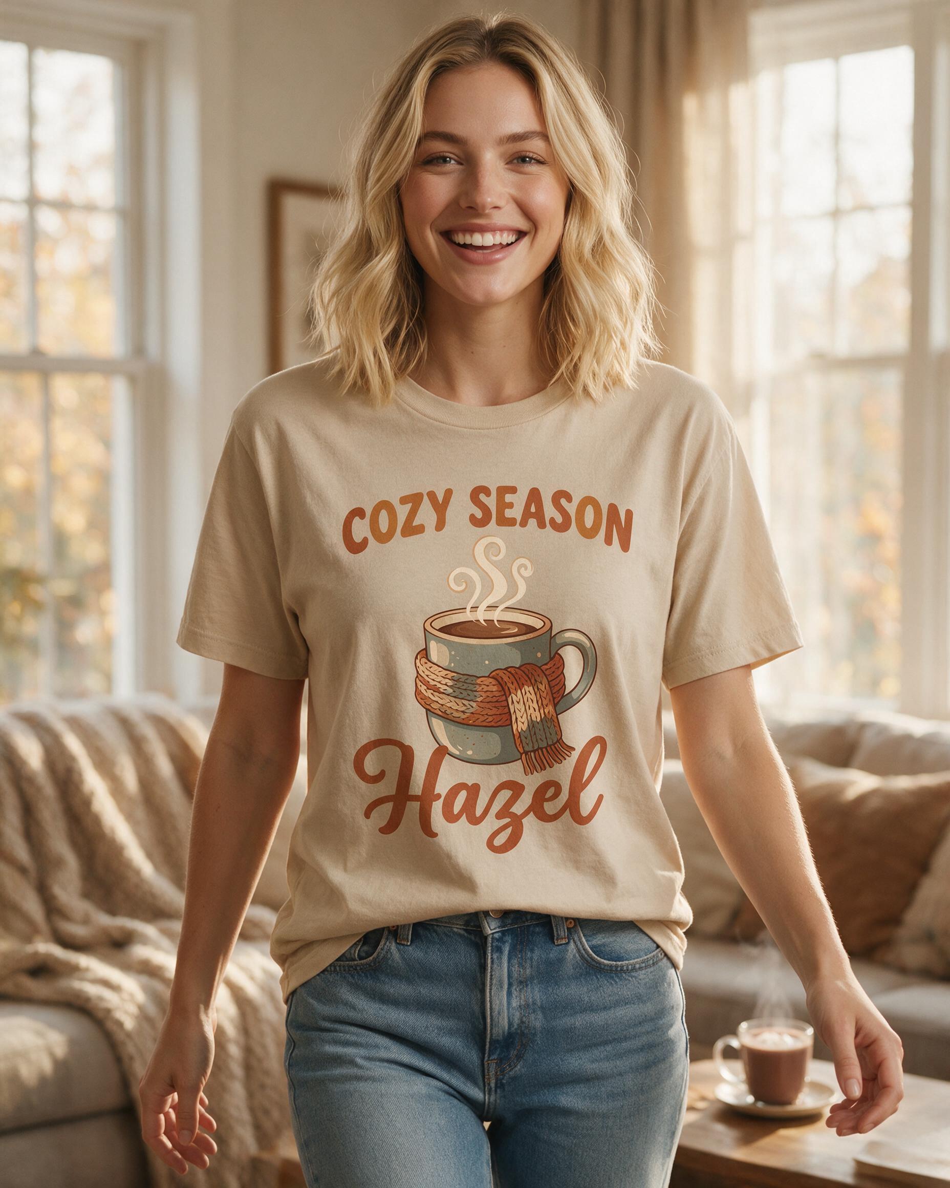 Cozy Season Personalized Name Fall Shirt β Sand