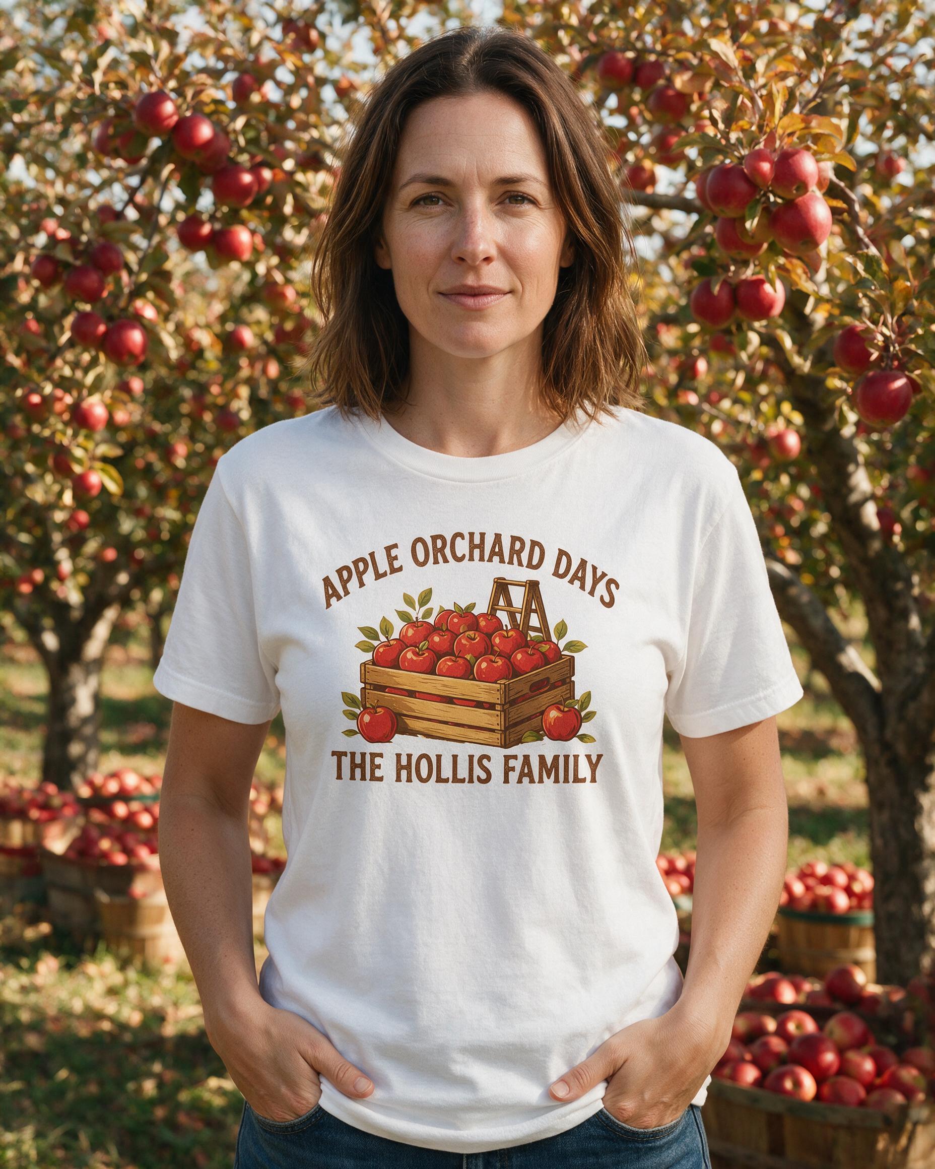 Apple Orchard Days Family Name Fall Shirt β White