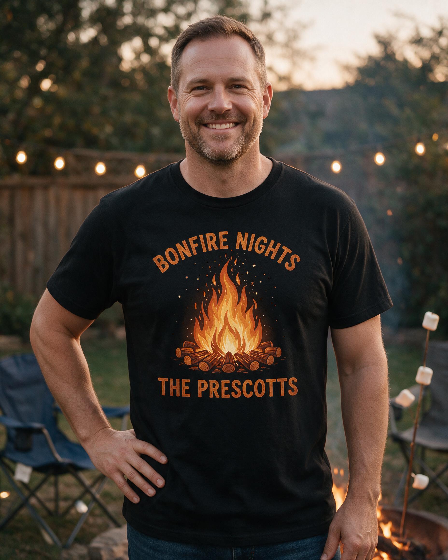 Bonfire Nights Family Name Fall Shirt β Black