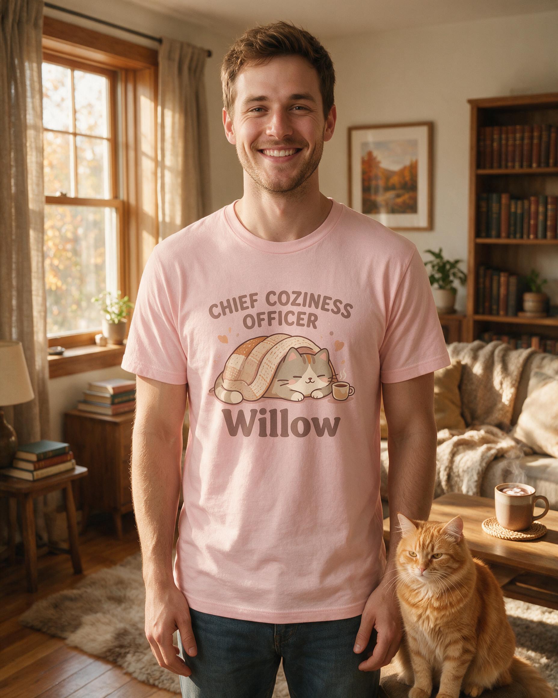 Chief Coziness Officer Custom Cat Photo Fall Shirt β Light Pink